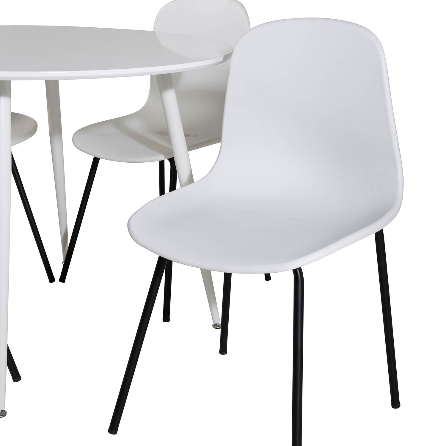 Plaza Round Table - White top /Arctic Chair -White Plastic_4 Hvit/Sort