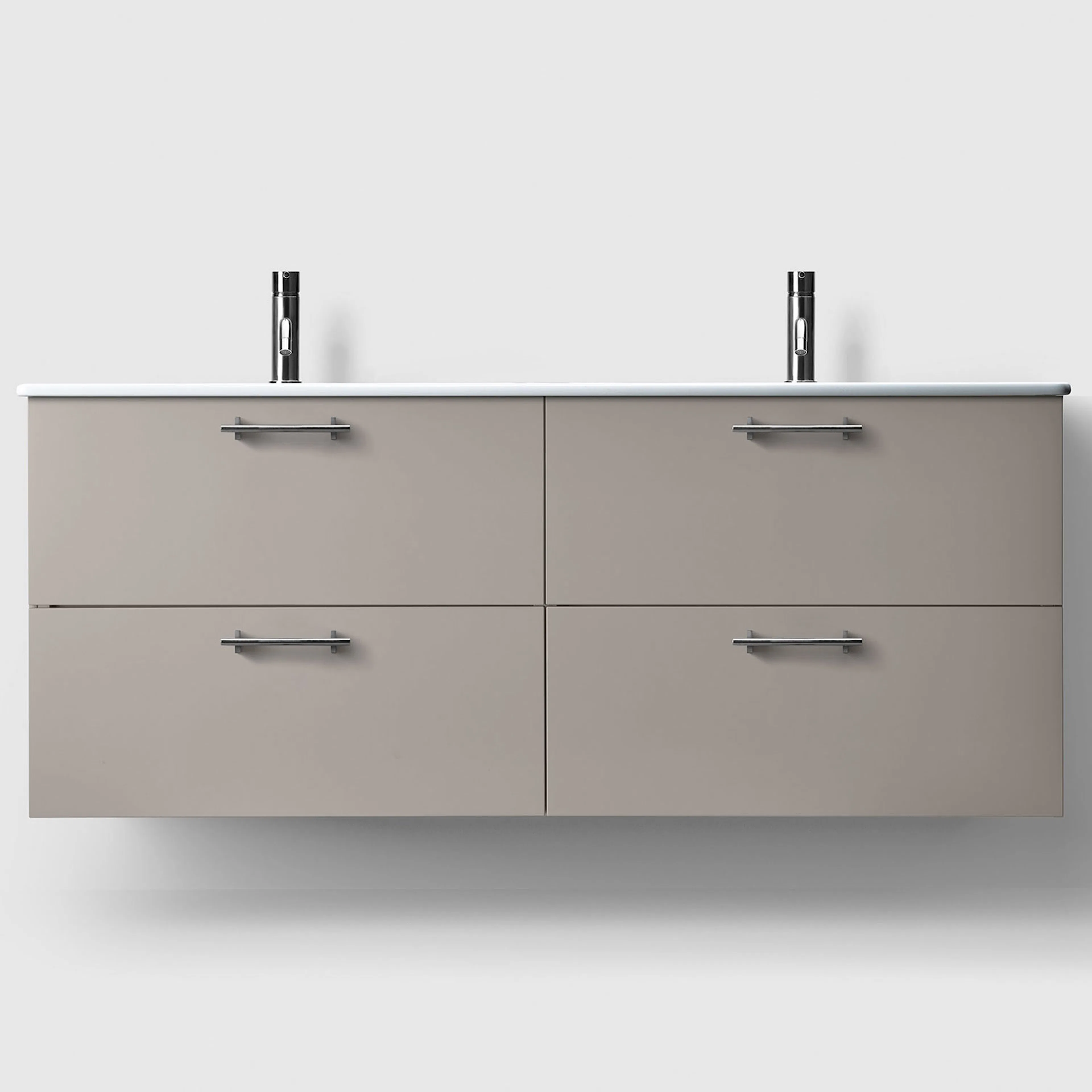Haven Kommod H3/140-W.Grey -Porcelain  Htag A2 03 Krom Grålackerad, Tvättställ i Porslin med Handtag A2.03 i Krom