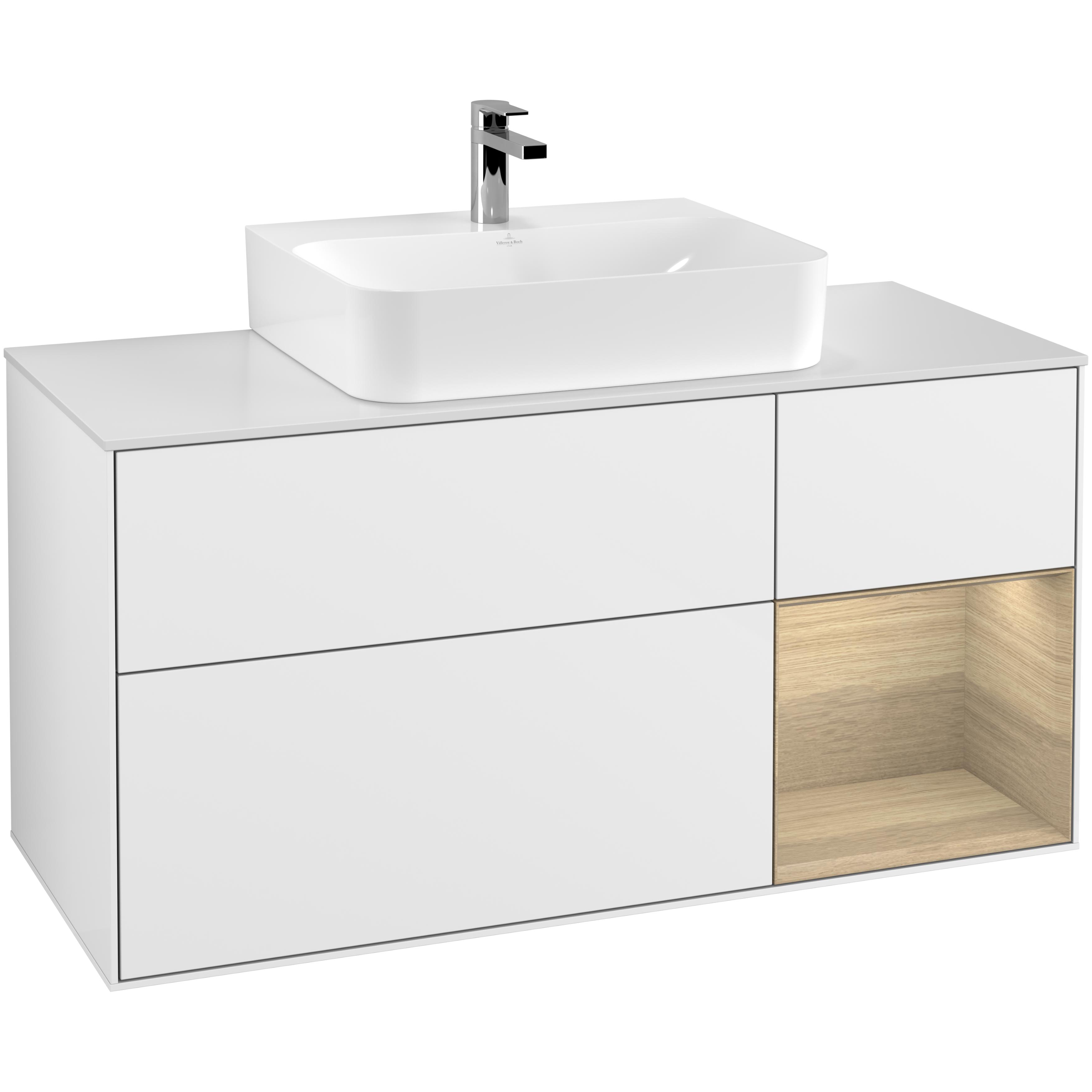 Tvättställsskåp Villeroy & Boch Finion med 3 Lådor Hylla och Bänkskiva för Centrerat Tvättställ | badrum - badrumsmobler - tvattstallsskap-och-kommod | KakelKungen