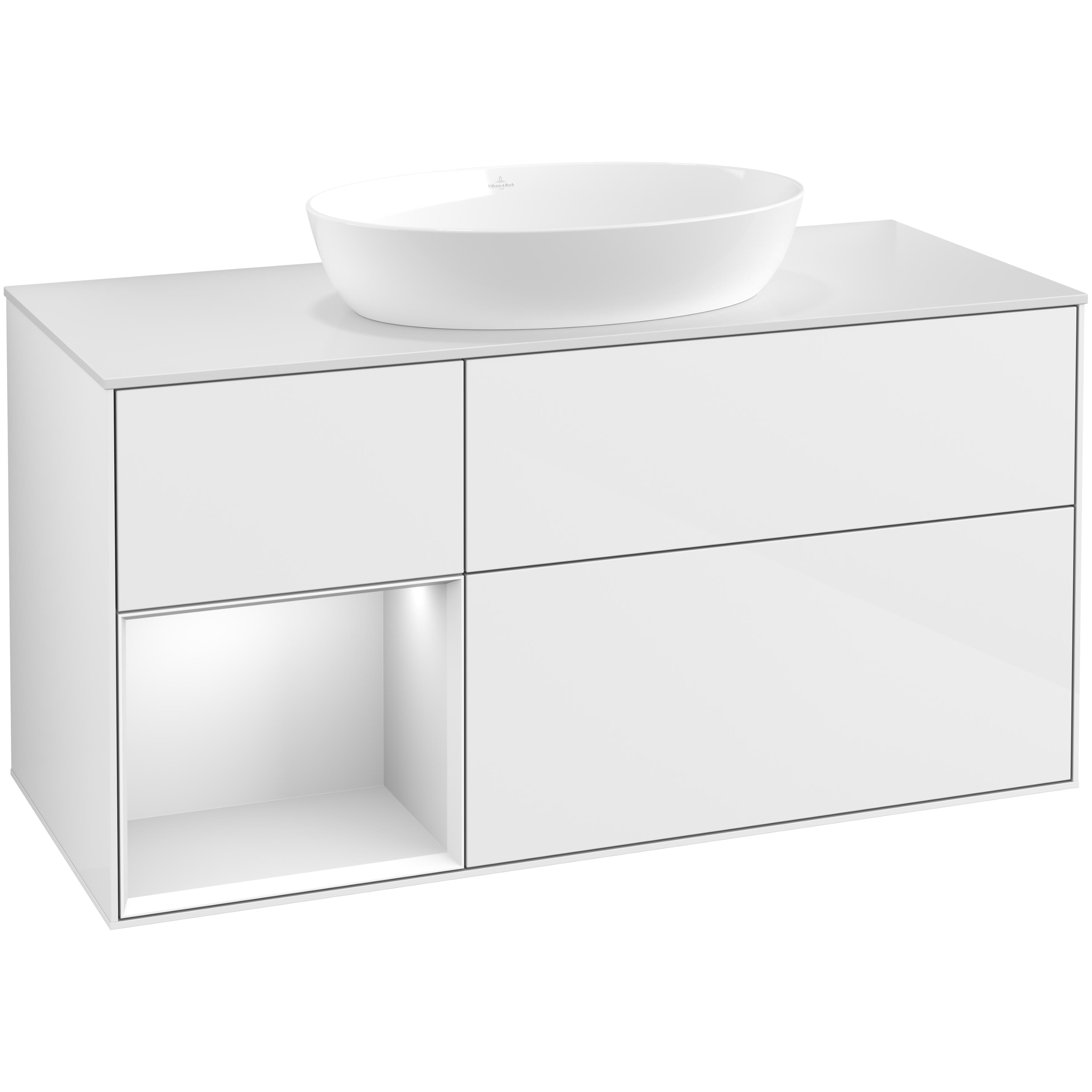 Tvättställsskåp Villeroy & Boch Finion med 3 Lådor Hylla och Bänkskiva för Fristående Tvättställ från Artis & Collaro | badrum - badrumsmobler - tvattstallsskap-och-kommod | KakelKungen