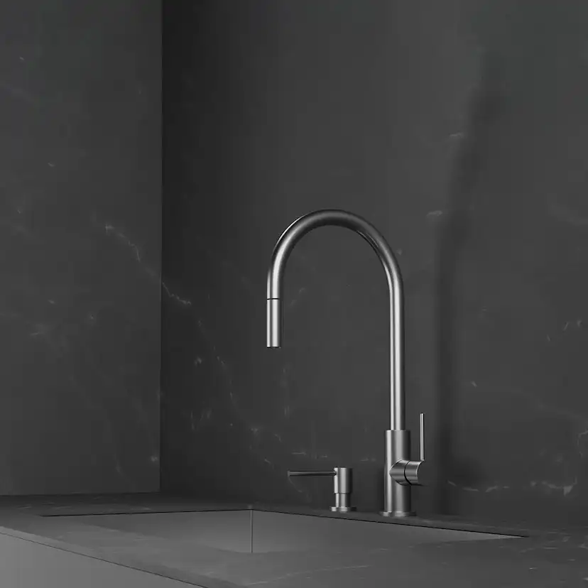 Kjøkkenbatteri Scandtap Steel Accent med Uttrekkbar Tut