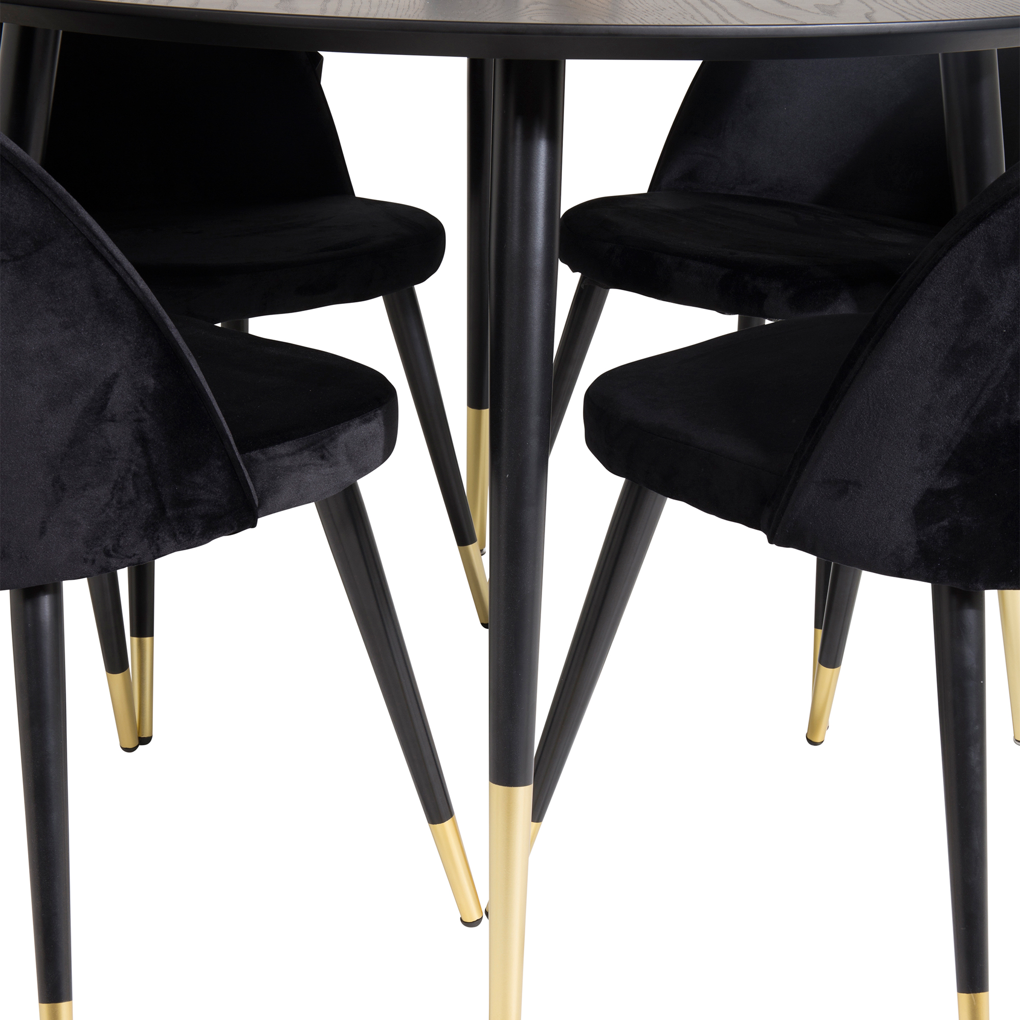 Spisegruppe Venture Home Dipp Ø115 cm med 4 Velvet Stoler