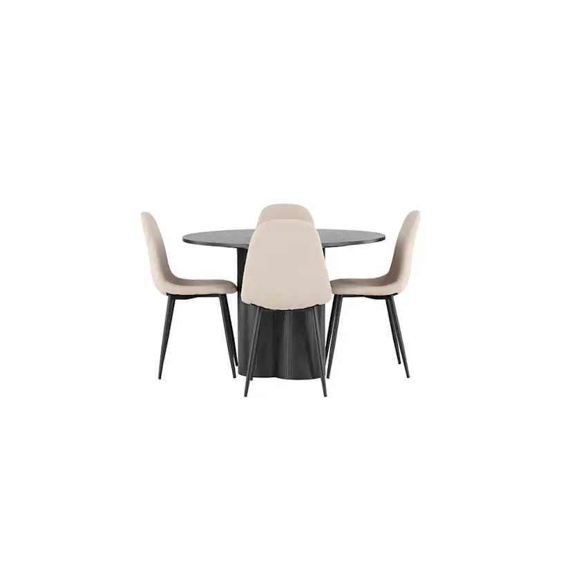 Spisegruppe Venture Home Olivia Ø110 cm med 4 stk Polar Stoler