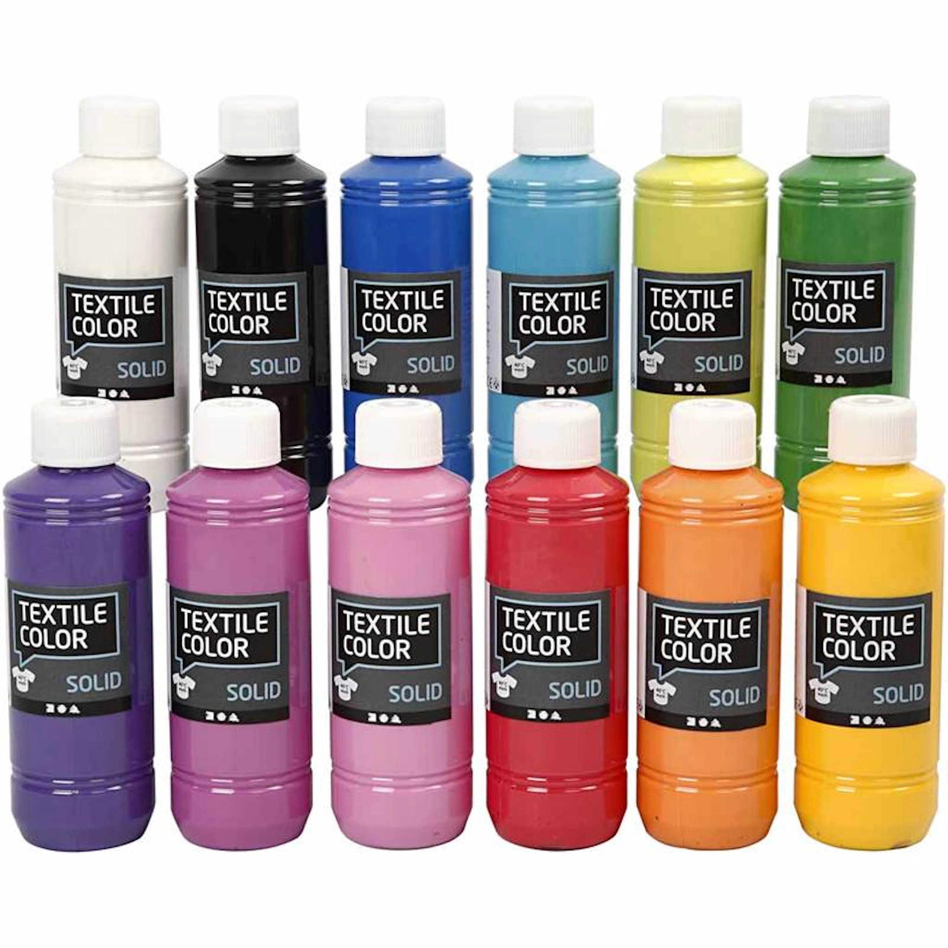 Tekstilfarge Creativ Company Solid Dekkende Ass Farger 12 stk/1 Pk
