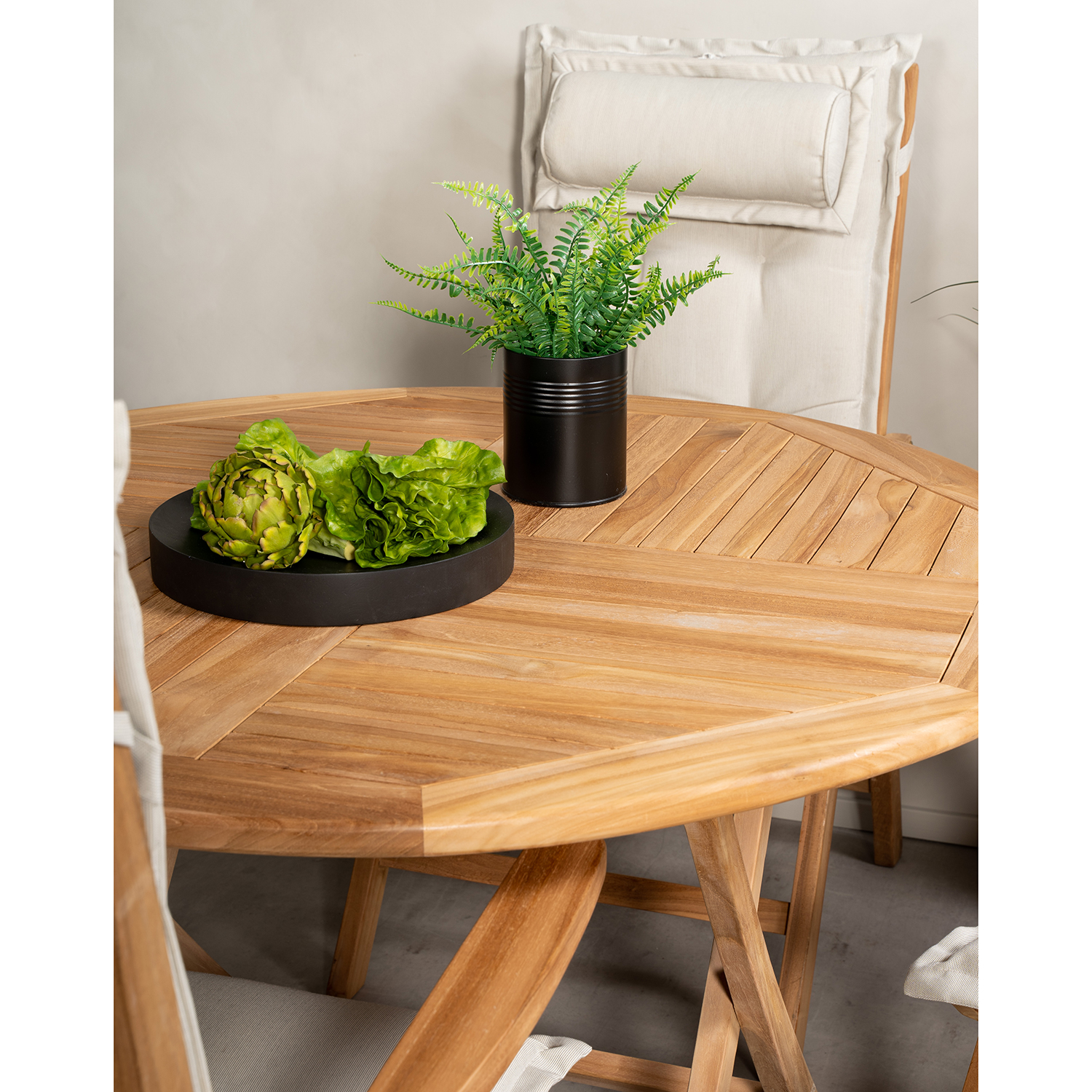 Spisegruppe Venture Home Kenya Ø120 cm Teak med 4 PositionsLenestoler