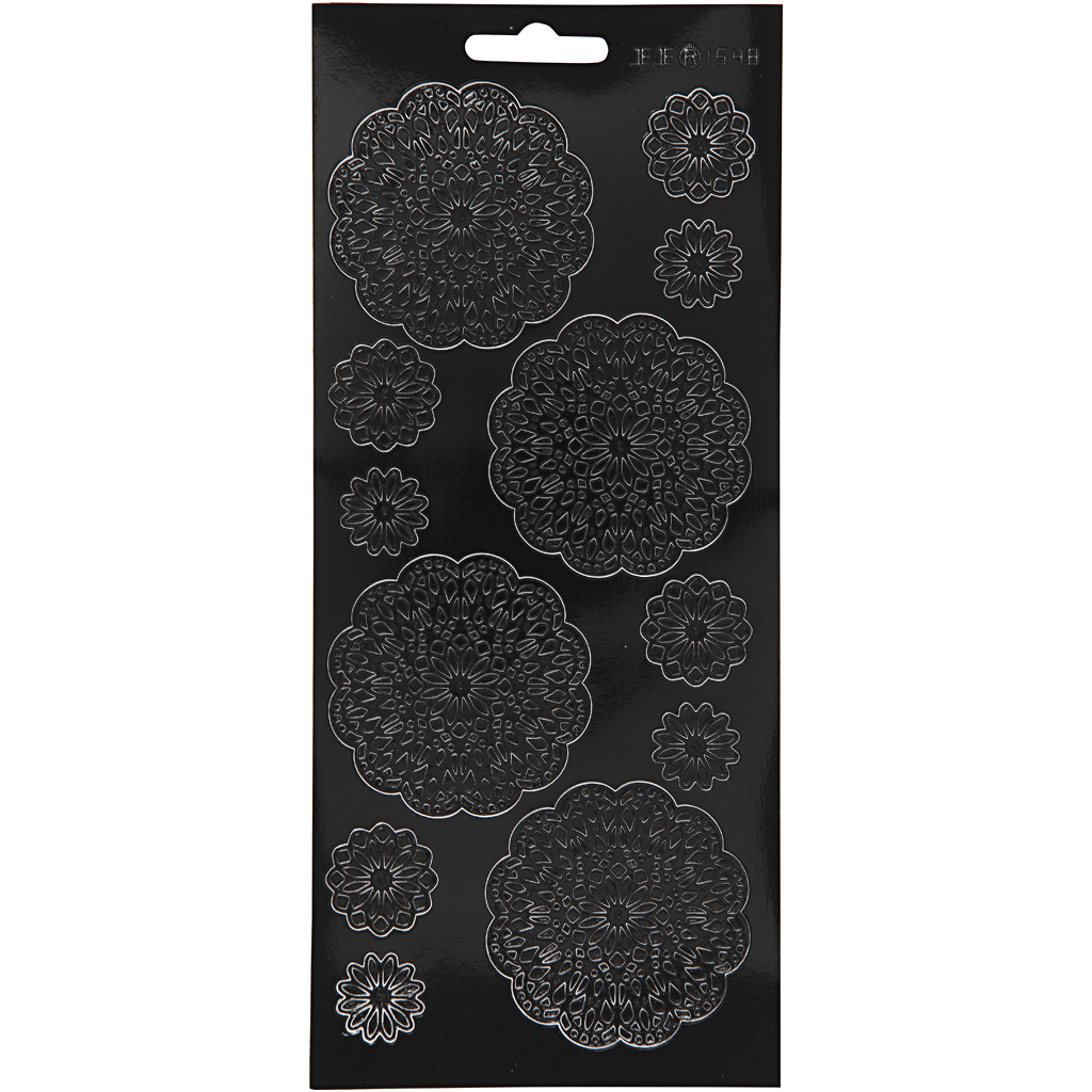 Stickers, svart, blommor, 10x23 cm, 1 ark Svart