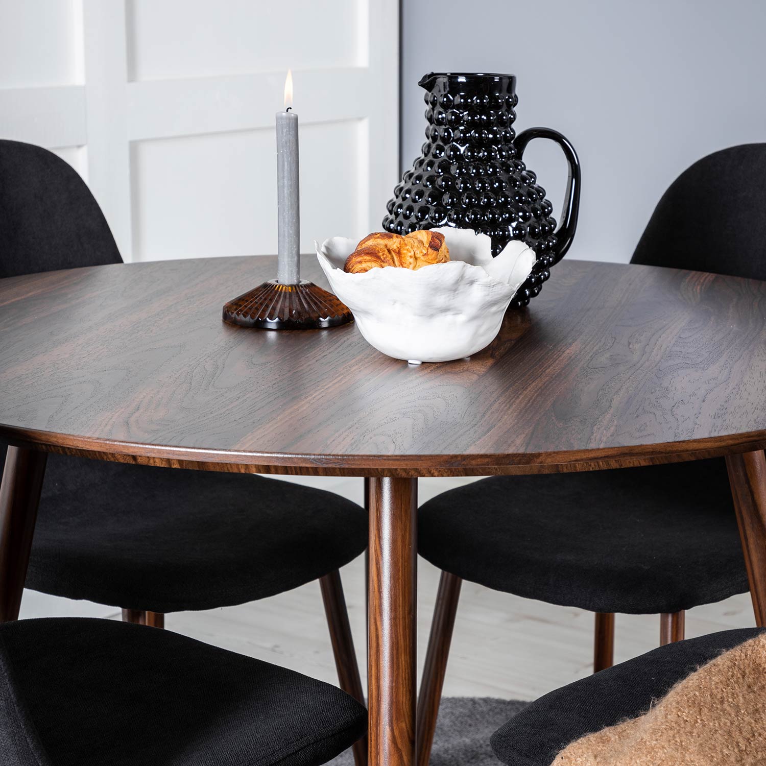Spisegruppe Venture Home Plake med 4 Pobbie Stoler Polyester Rundt
