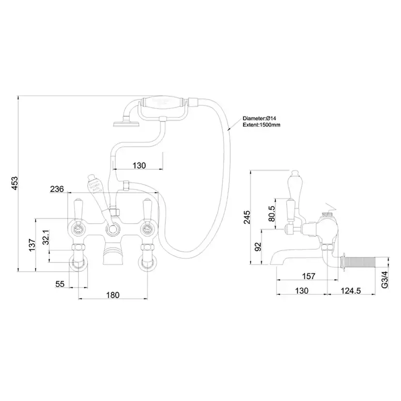 Dusj- og Badekarbatteri Burlington CL17 Kensington