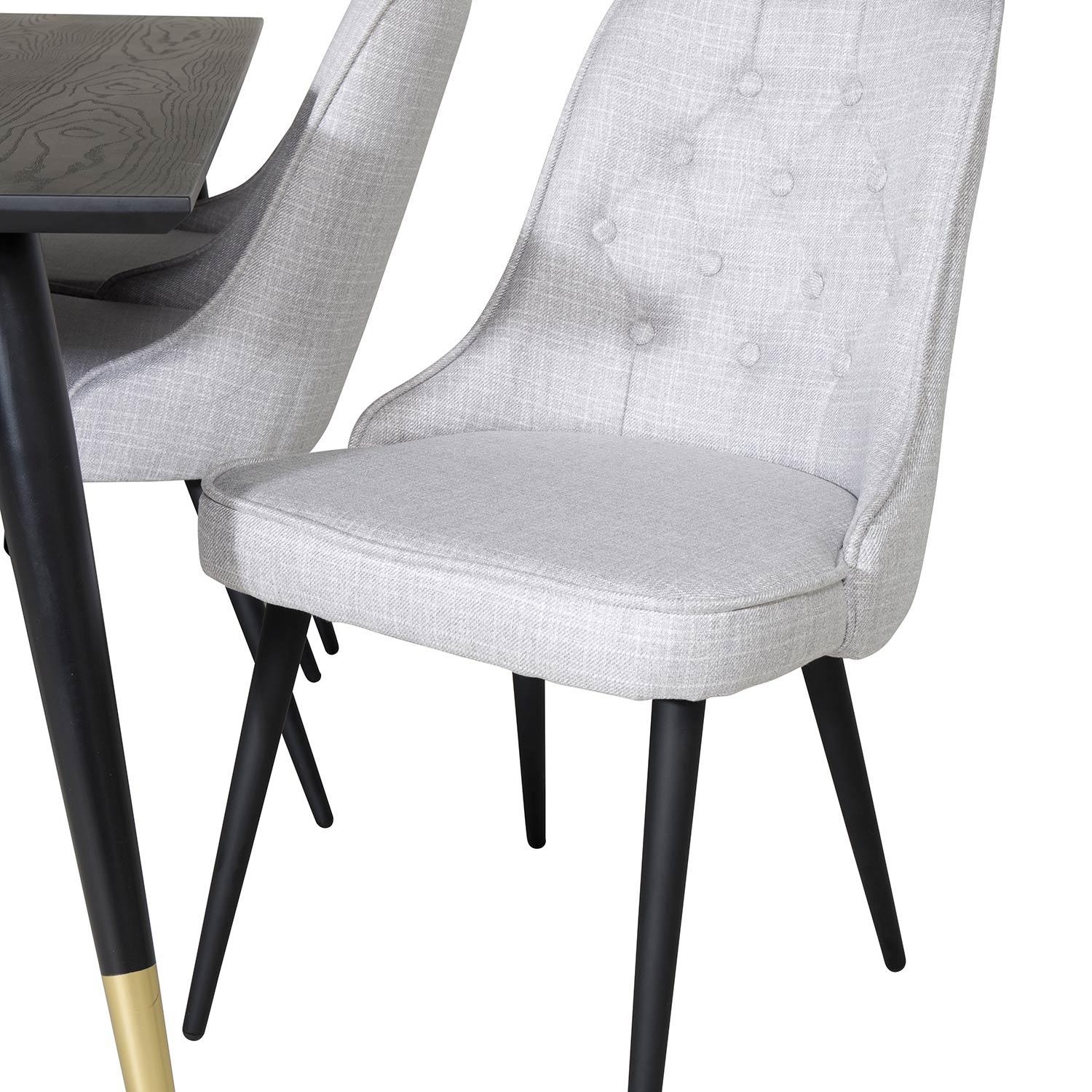 DippTable-Black/Black Brass+Velvet Chair-Light Grey_6 Sort/Messing/Lysegrå