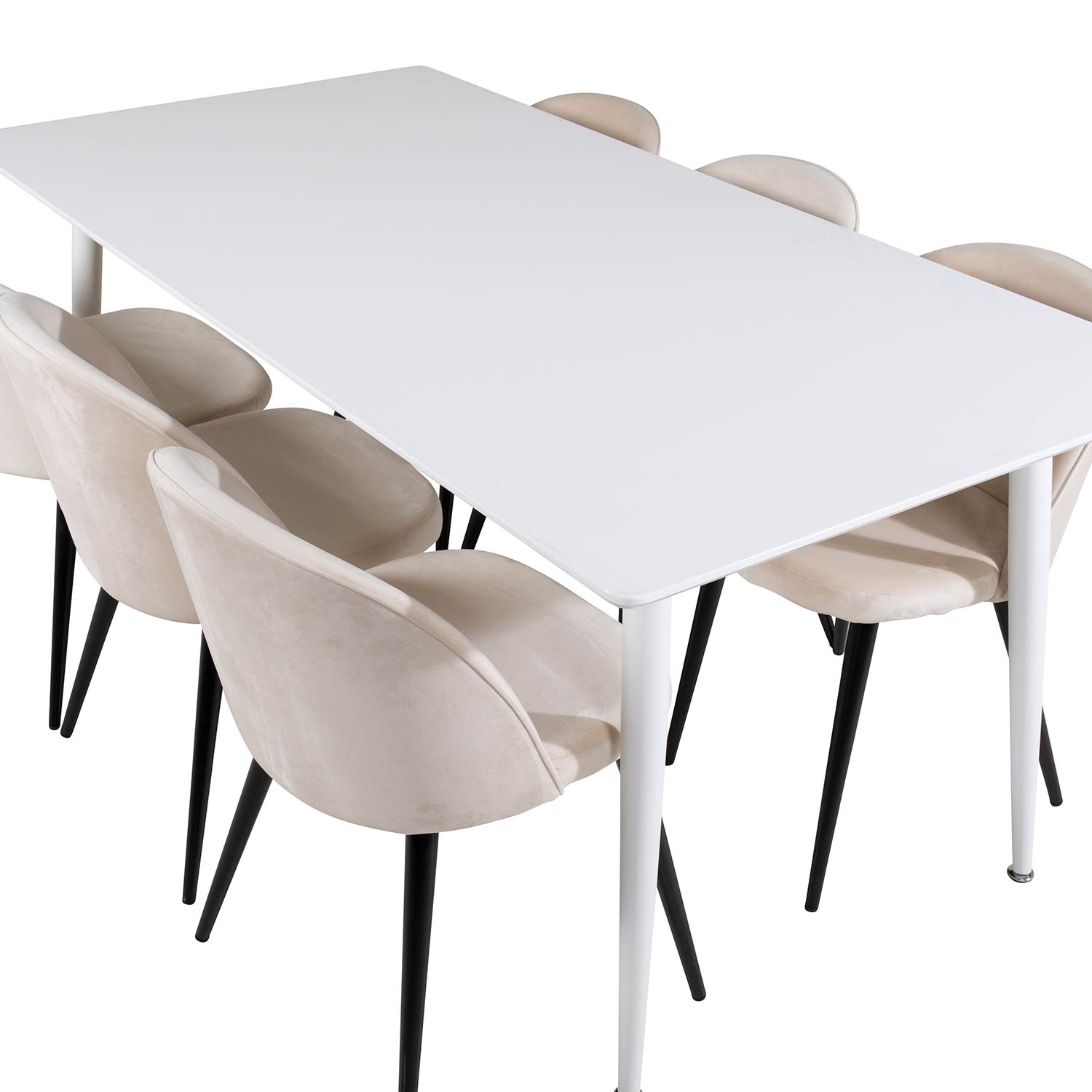 Spisegruppe Venture Home Pobbie med 6 Valentina Stoler Fløyel