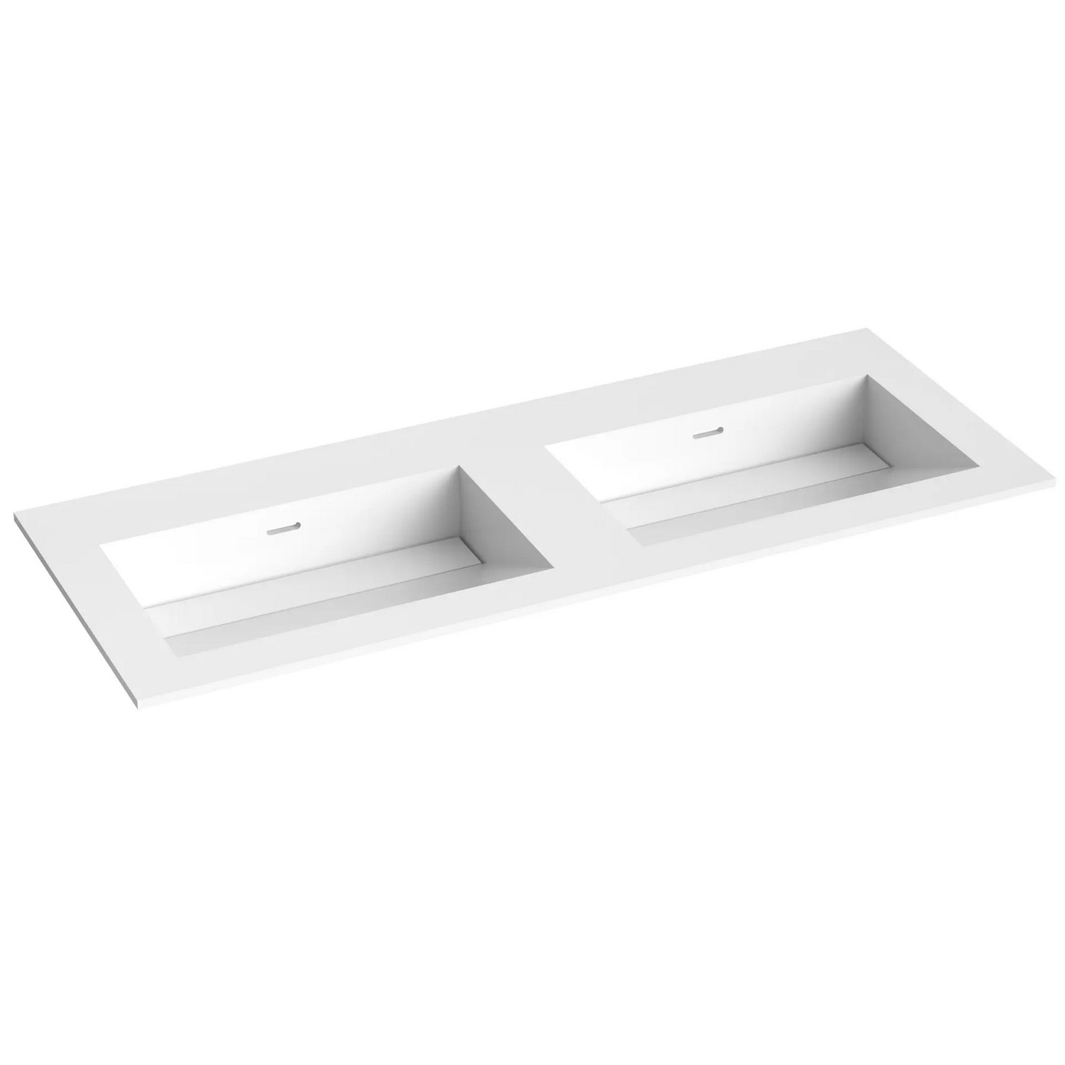 Corian 120 dobbel servant med skrå bunn u/kranhull, hvit mat Skrå Bunn