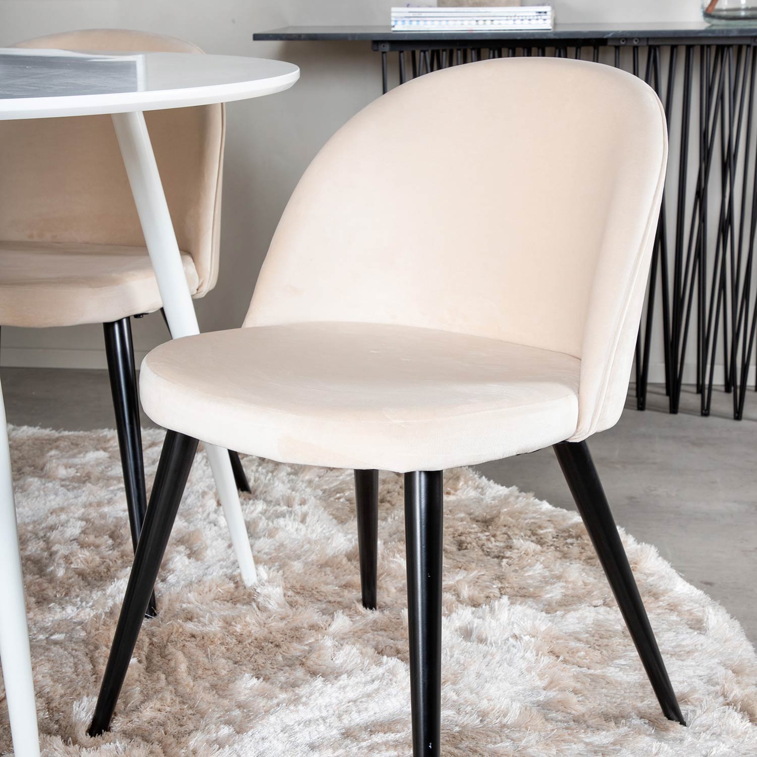 Spisegruppe Venture Home Plake med 4 Valentina Stoler Fløyel Rundt
