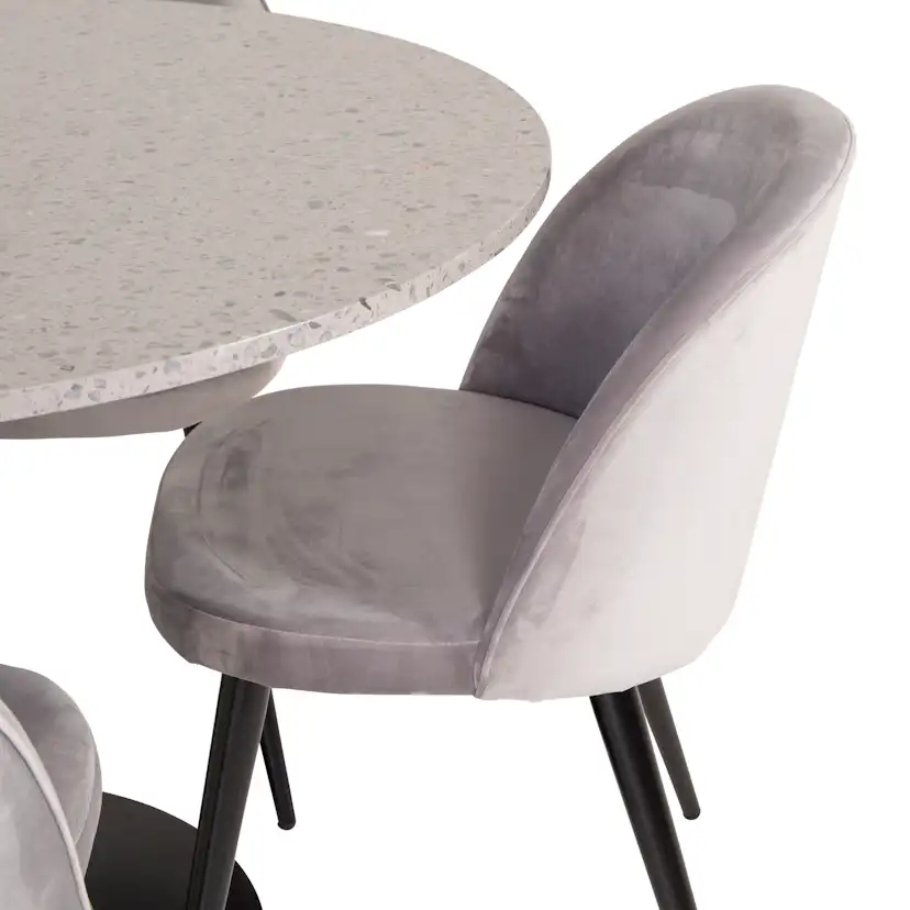 Spisegruppe Venture Home Roxanna Grå Bord med 4 Valentina Stoler Fløyel