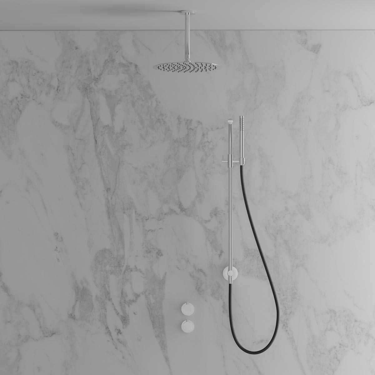 Takduschset Scandtap Steel Harmonized 5Z för Inbyggnad | badrum - duscharmatur - takdusch | KakelKungen