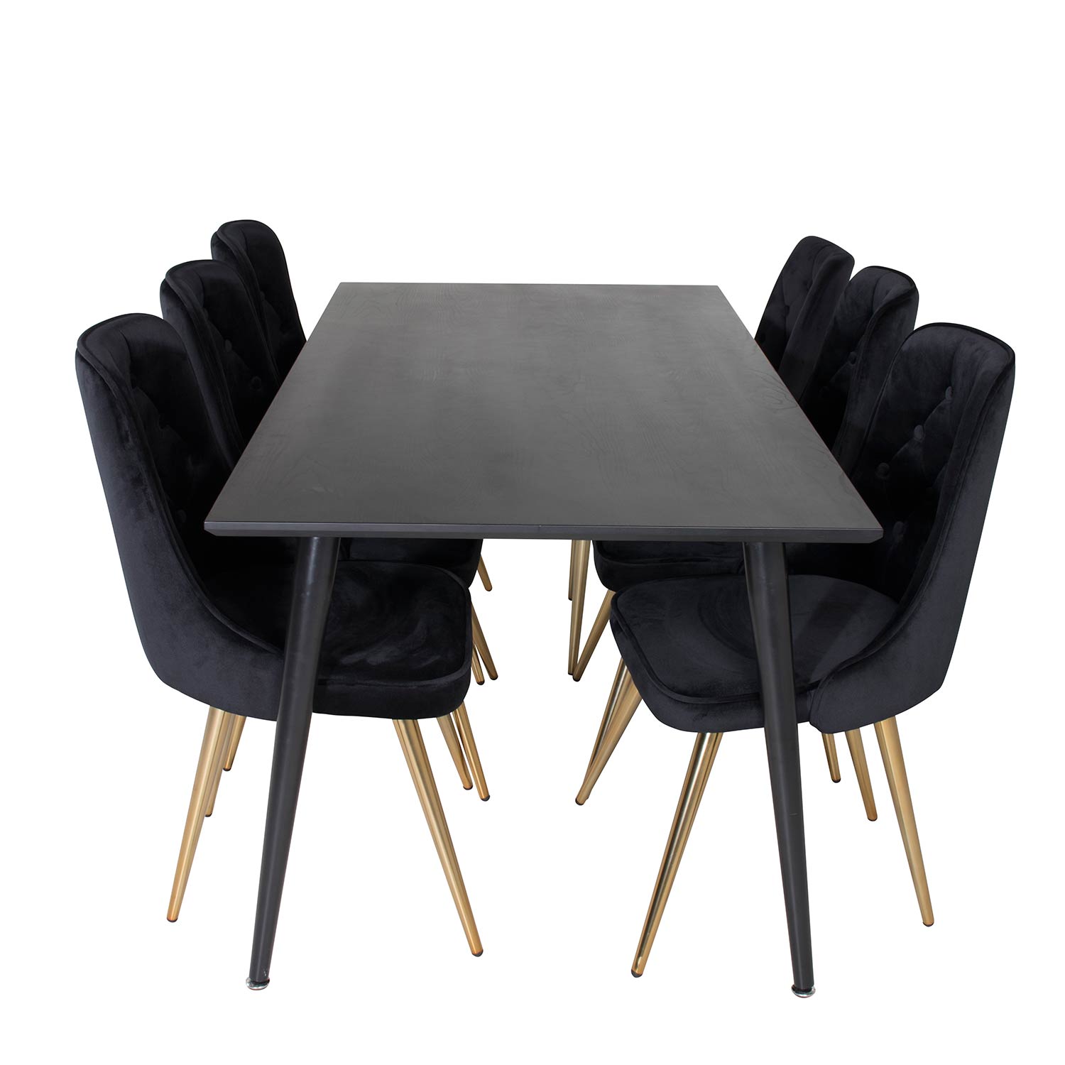 Spisegruppe Venture Home Dipp med 6 Velvet Deluxe Fløyel Stoler