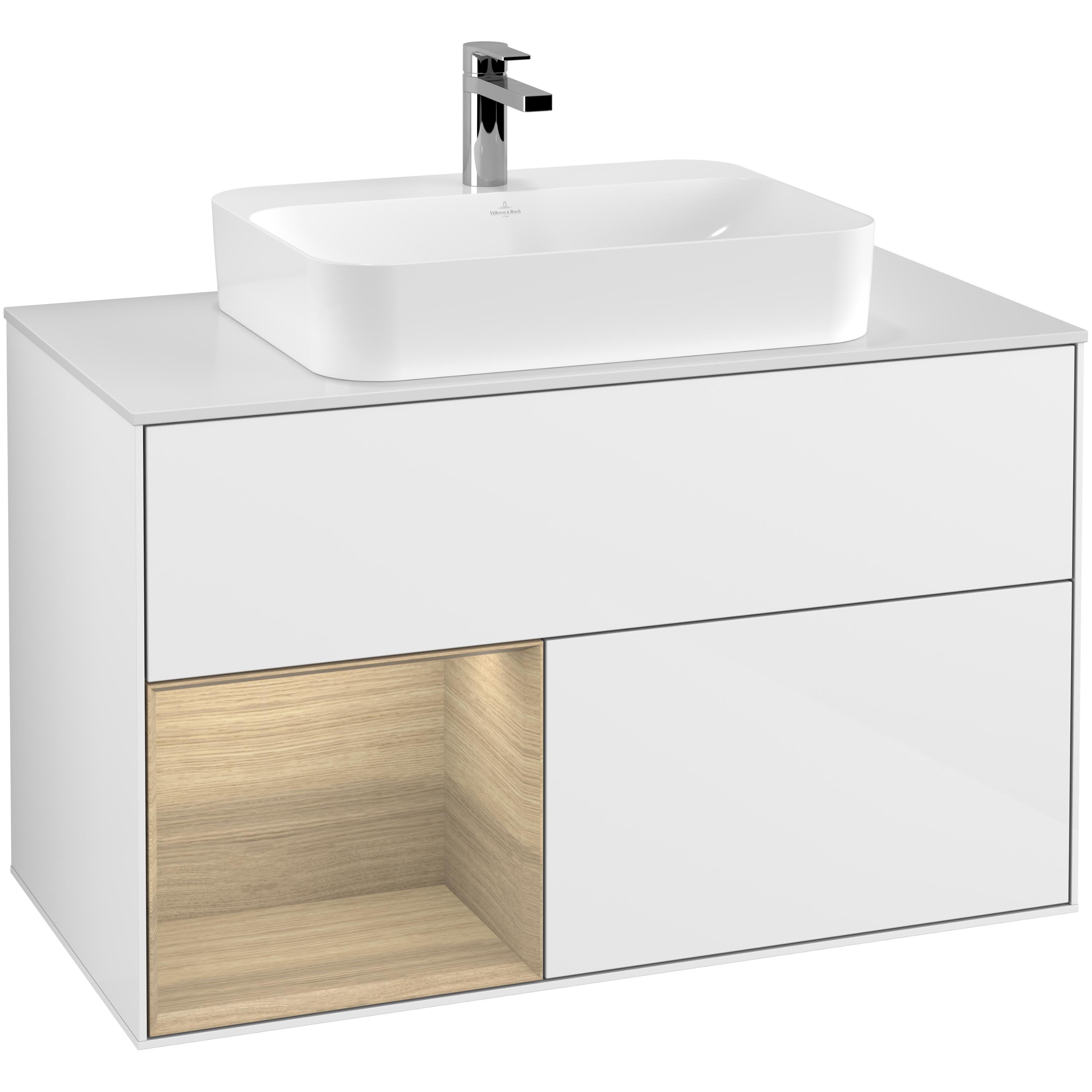 Tvättställsskåp Villeroy & Boch Finion med 2 Lådor Hylla och Bänkskiva för Ytmonterat Tvättställ | badrum - badrumsmobler - tvattstallsskap-och-kommod | KakelKungen