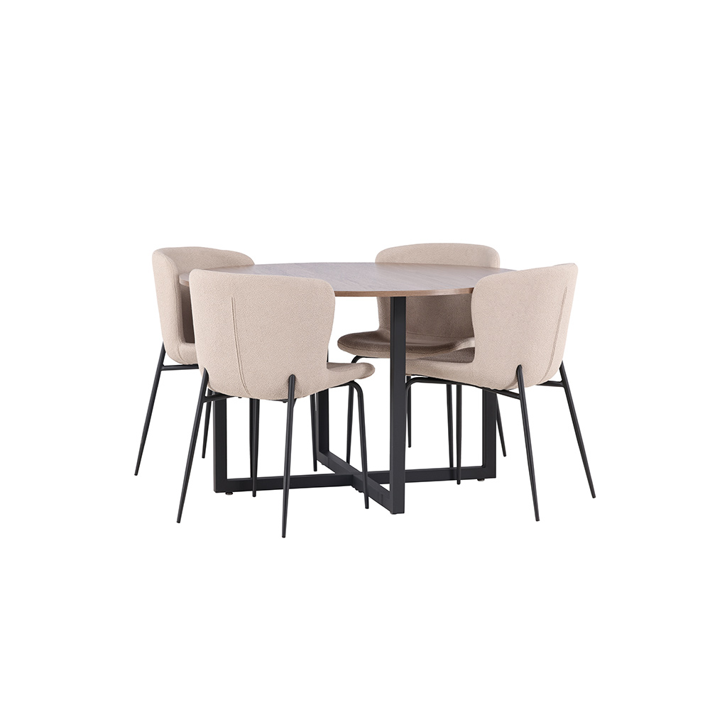 Spisegruppe Venture Home Durango Ø 120 cm med 4 Modesto Stoler