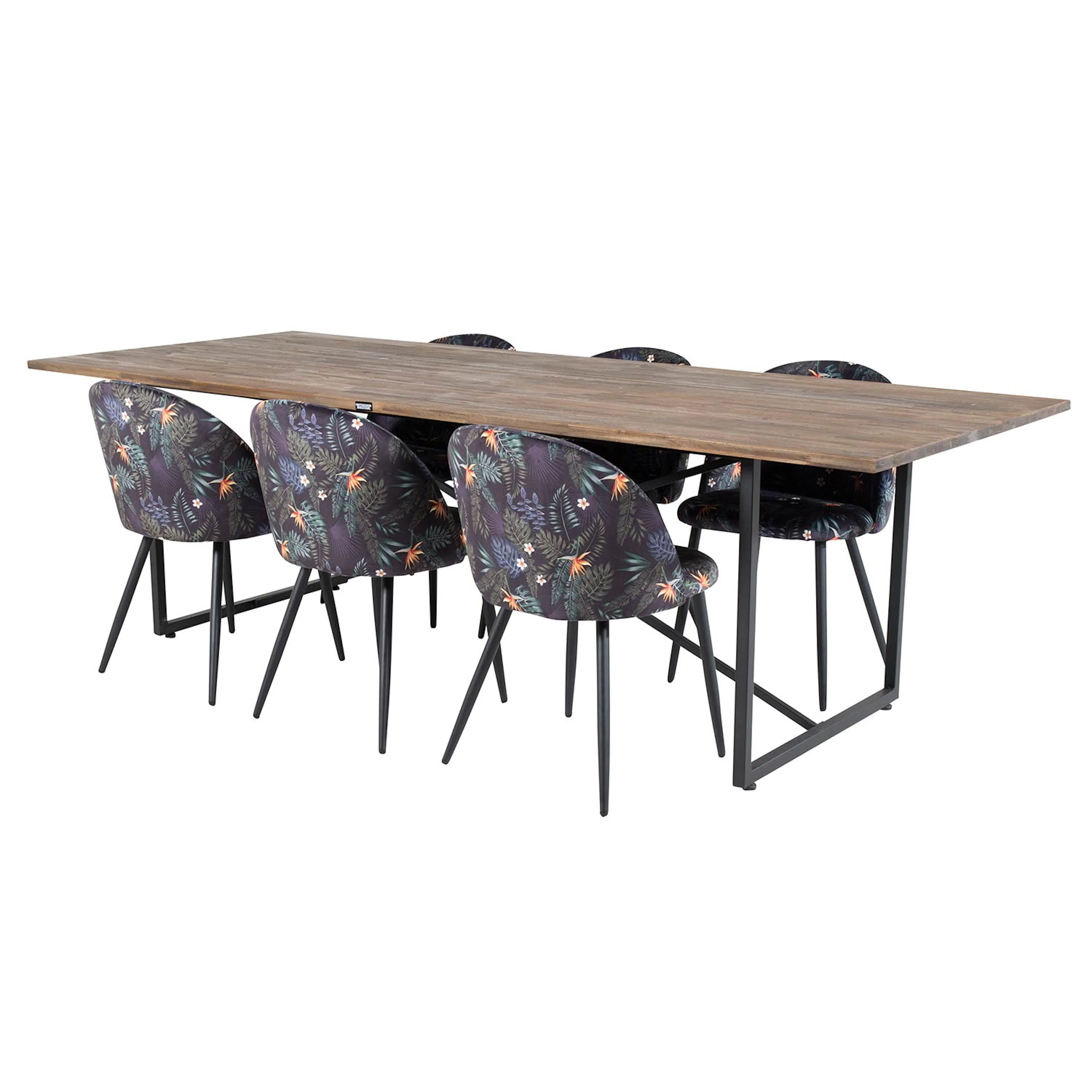 Teak/Svart/Blomstret