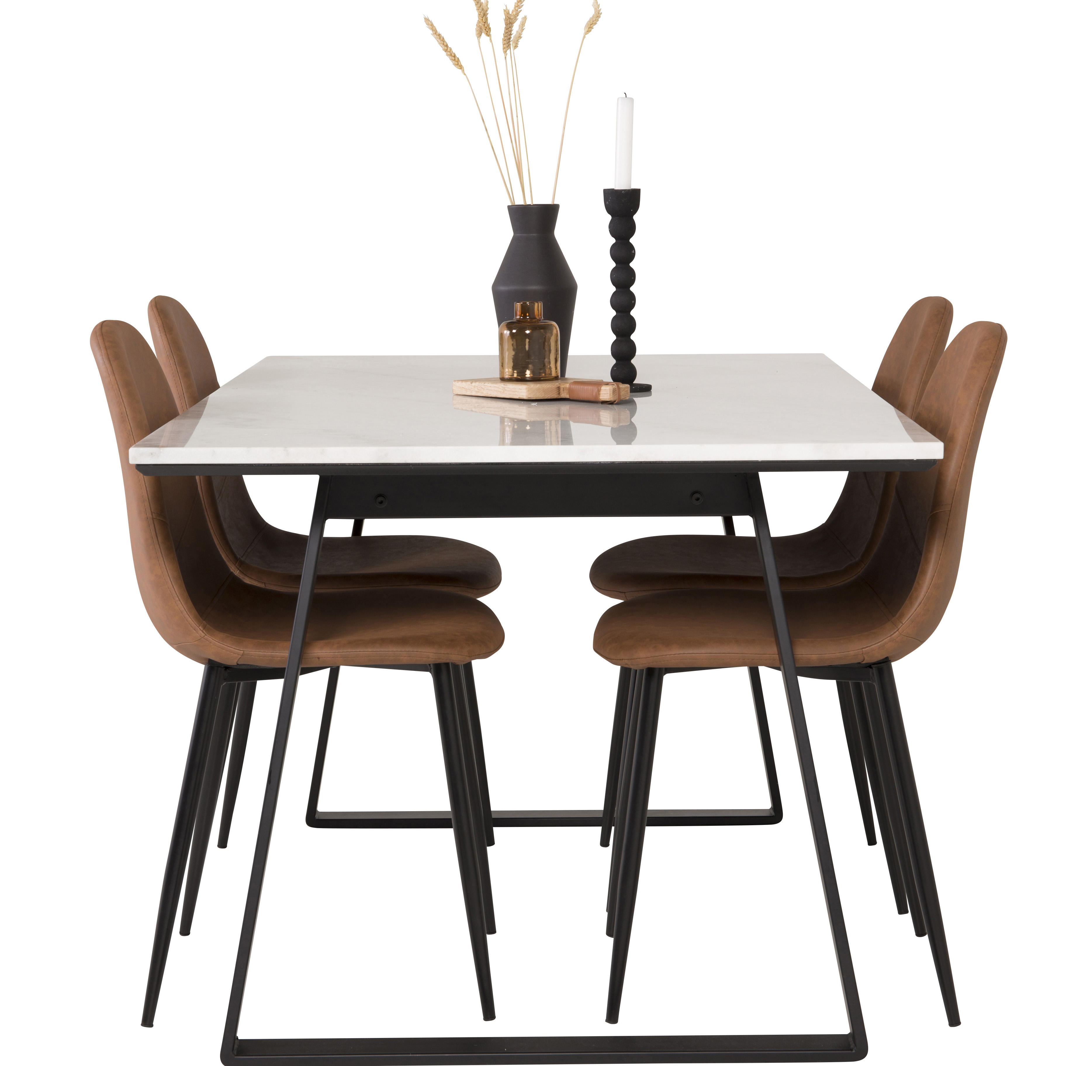 Spisegruppe Venture Home Estelle 140 med 4 Pobbie Stoler Lær