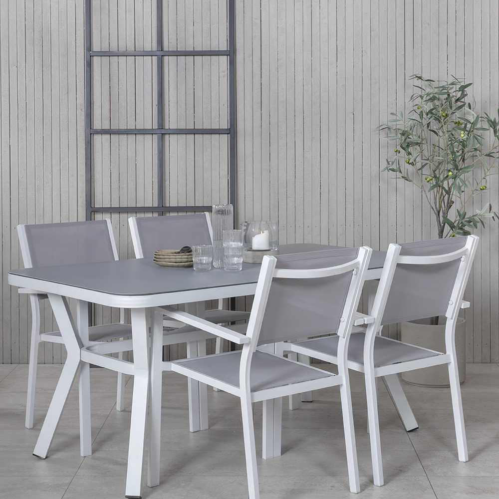 Spisegruppe Venture Home Vyn Hvit med 4 Curz Stablebare Spisestoler