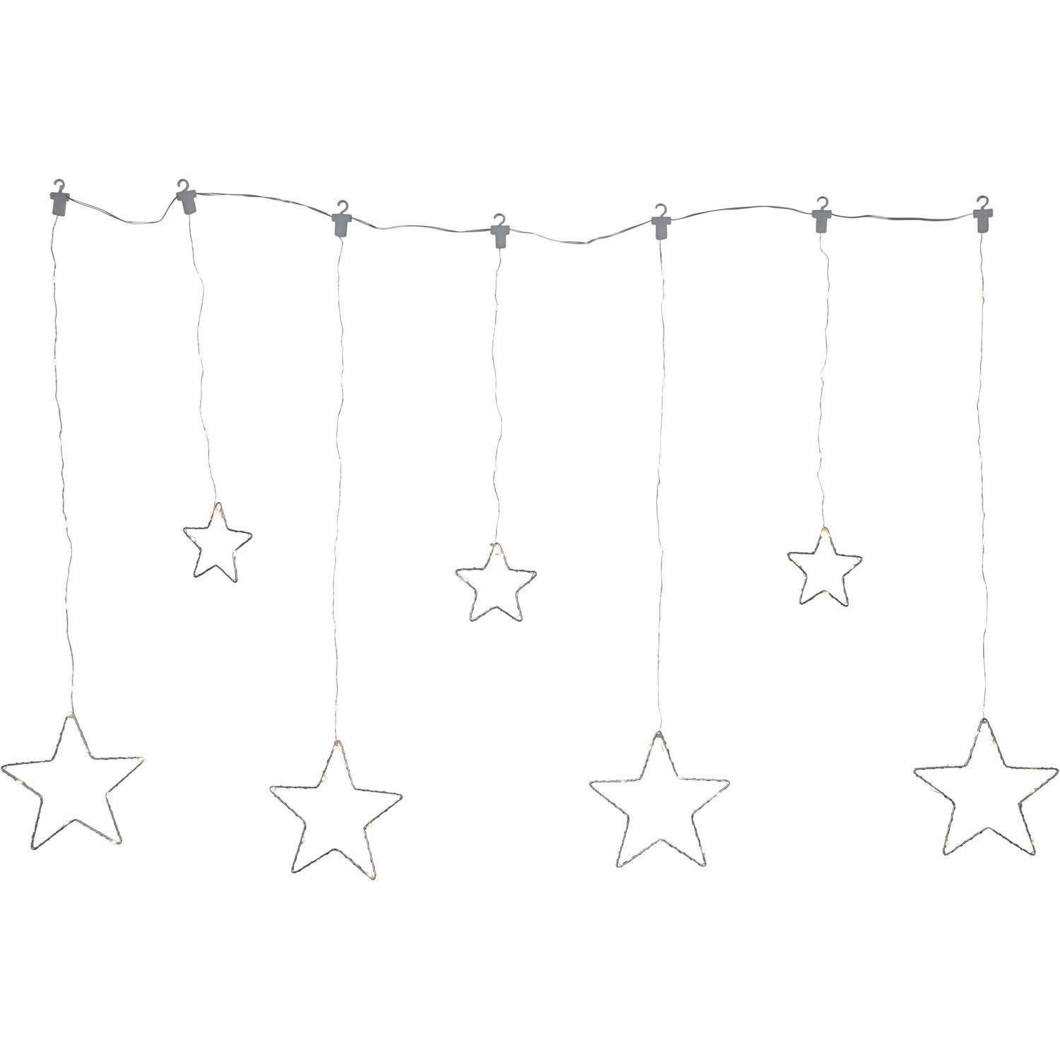 Lysgardin Star Trading Dew Drop Snowflake Hengende Gardinlenke med Stjerner LED