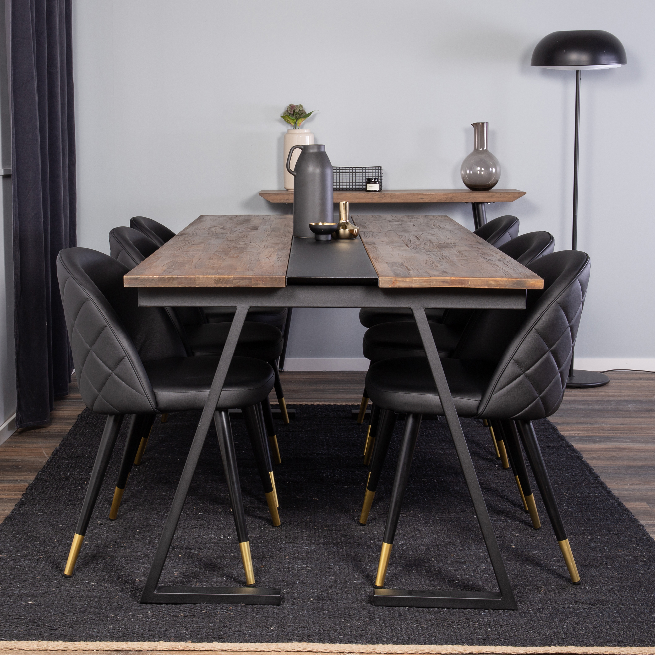 Spisegruppe Venture Home Jane med 6 Valentina Stoler Mörk Teak