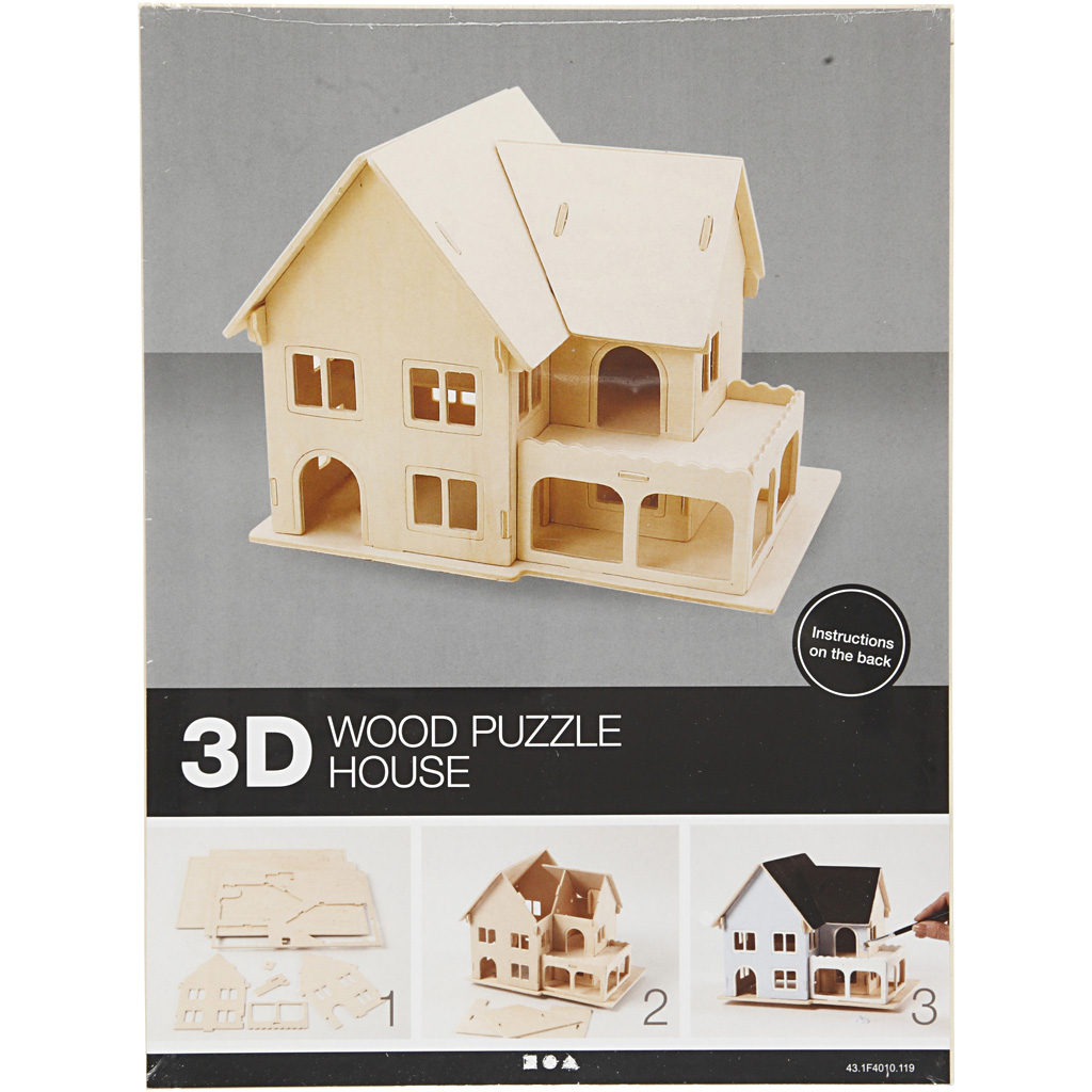 3D Puslespill Creativ Company Hus med Veranda Str 22,5x16x17,5 1 St