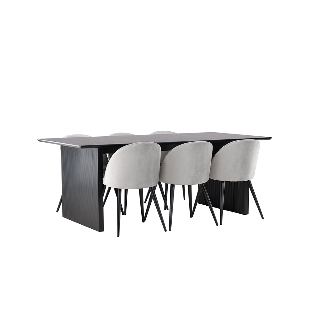 Spisegruppe Venture Home Vail med 6 Velvet Stoler