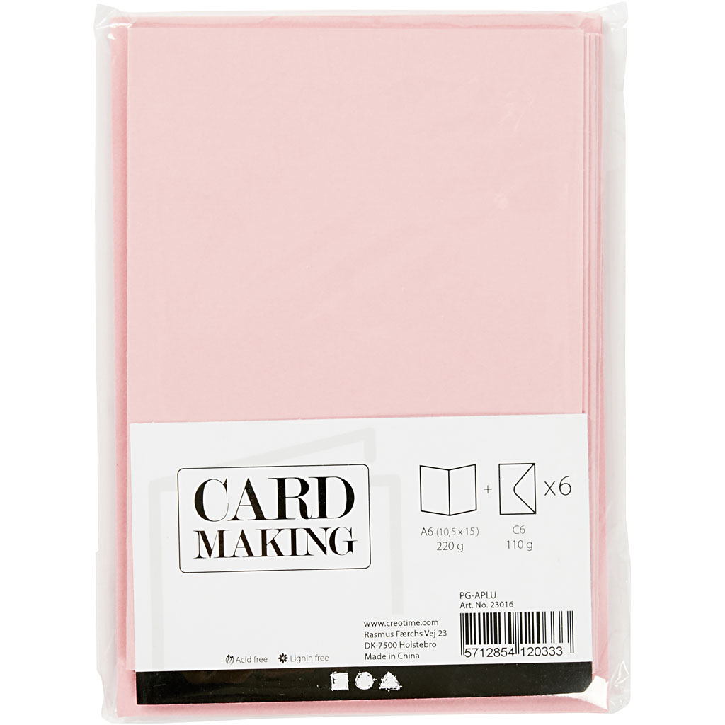 Kort Creativ Company og Konvolutt Kort str 10,5x15 cm Konvolutt str 11,5x16,5 cm 6 stk 1 Pk