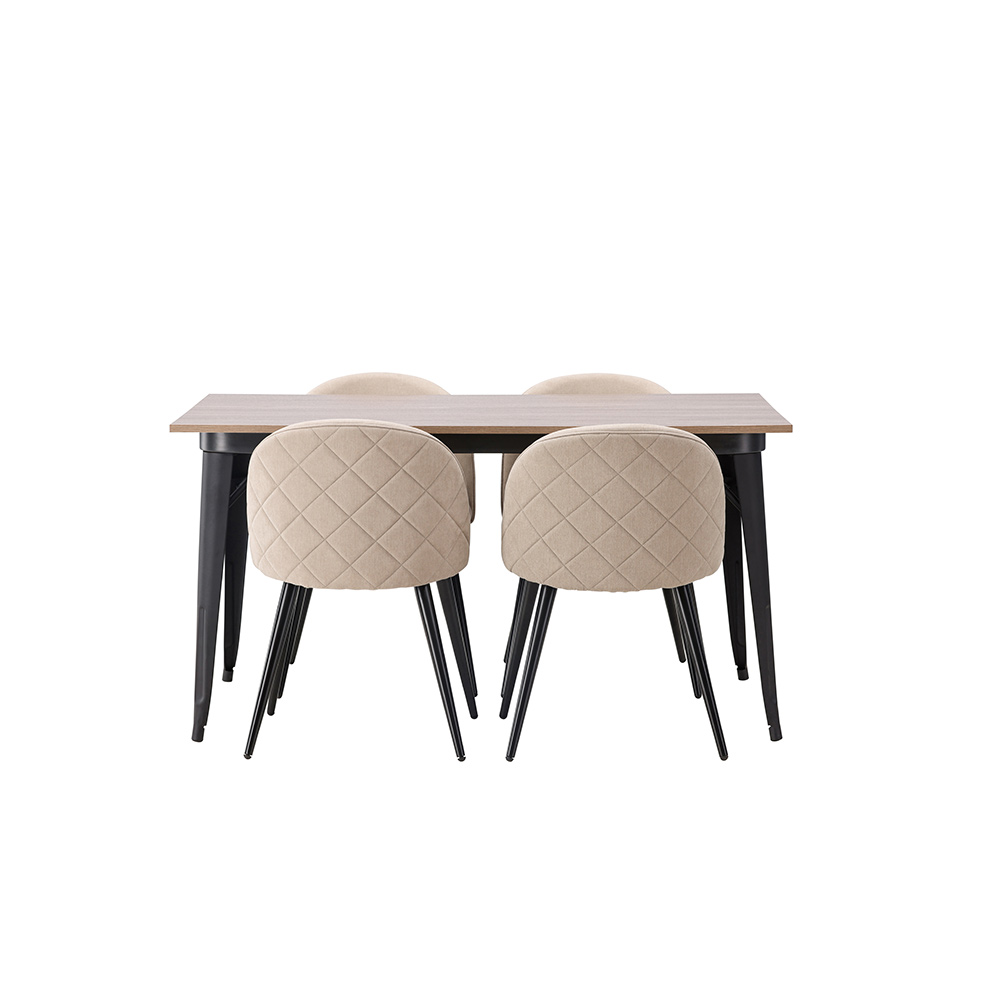 Spisegruppe Venture Home Tempe 140 cm med 4 Velvet Stoler