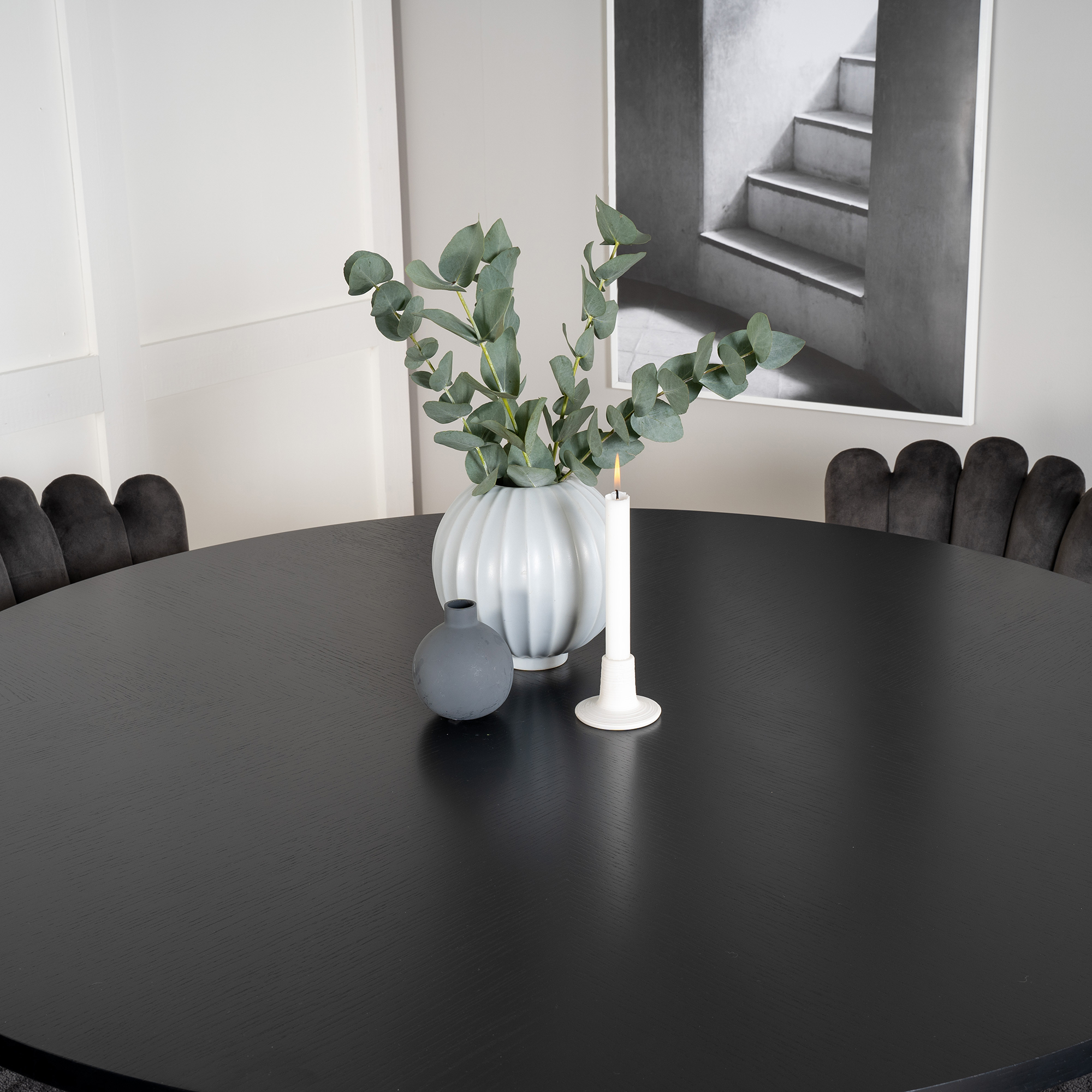 Copenhagen - Dining Table round - Black / Black+Limhamn Ligh Sort