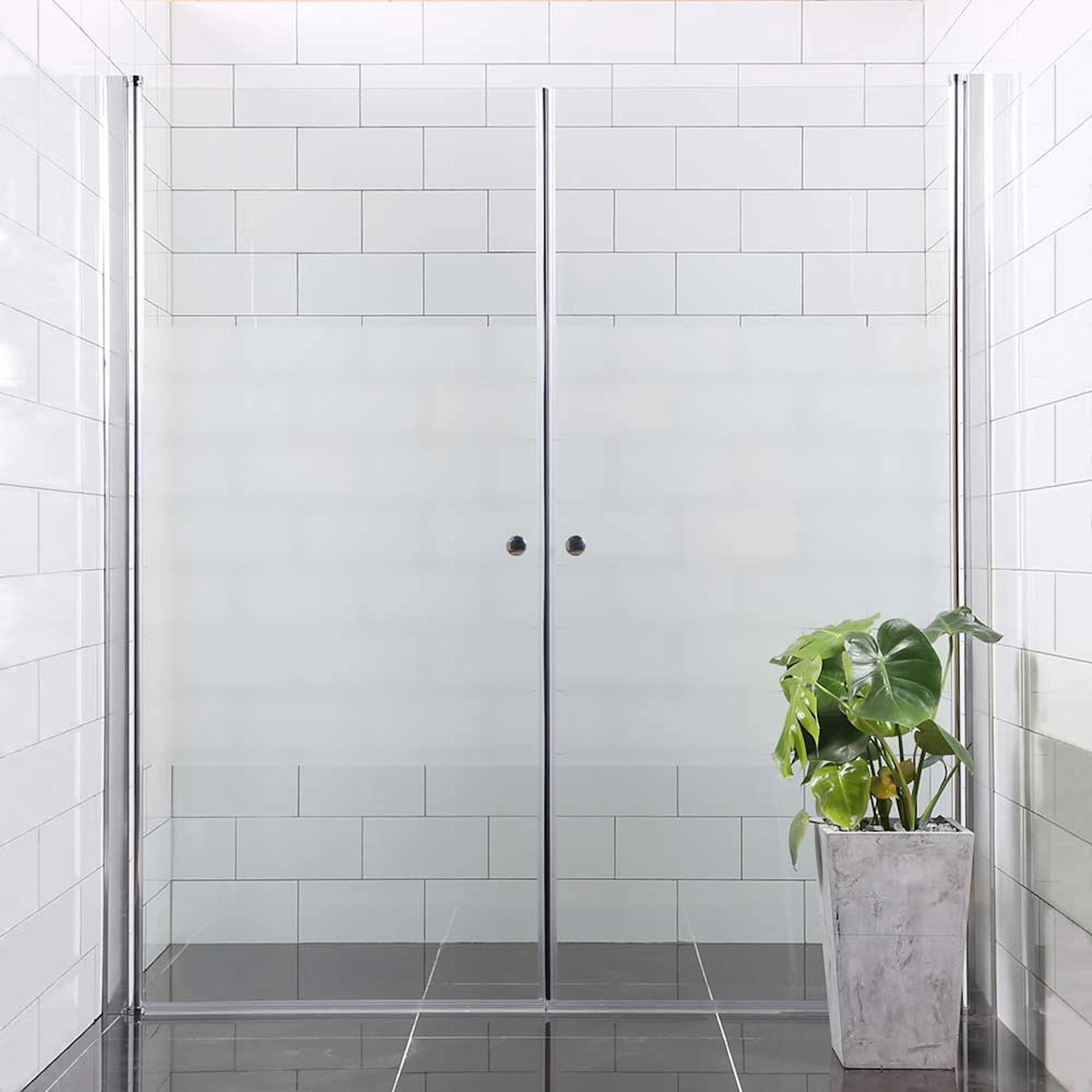 Dusjdør Bathlife Allsidig Rett Dør + Rett Dør Mellom Vegg Delvis Frostet Glass