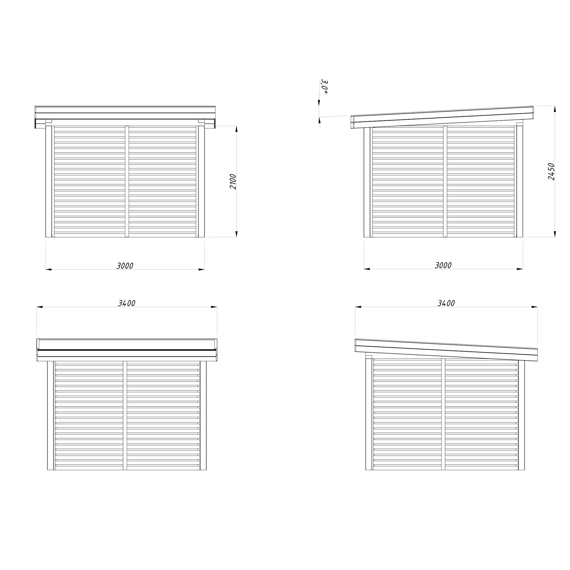 Lenna paviljong 8,3 m2 Set 302 Ubehandlet Tre