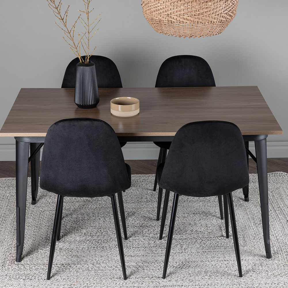 Spisegruppe Venture Home Tempe 140 cm med 4 Polar Stoler Fløyel