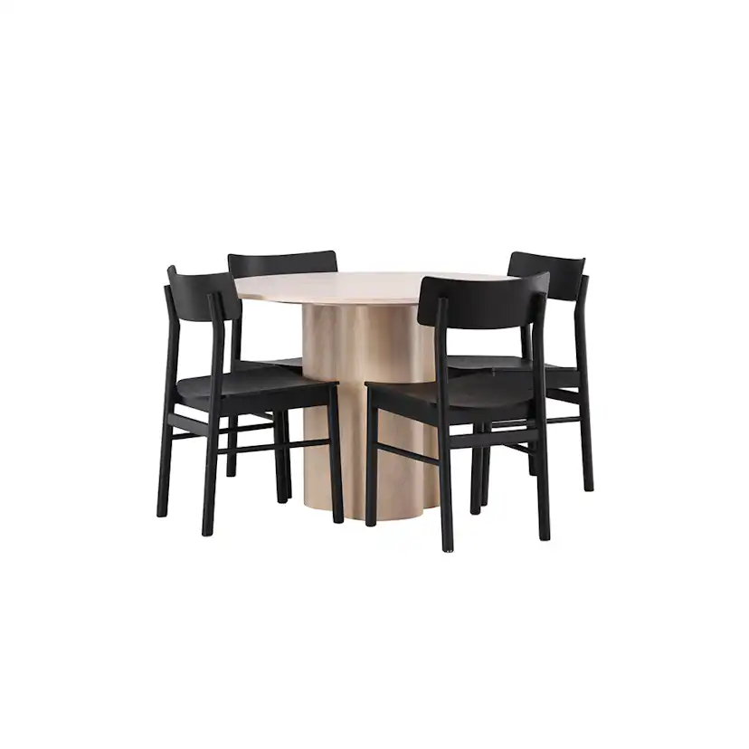 Spisegruppe Venture Home Olivia Ø 110 cm med 4 Montros Stoler