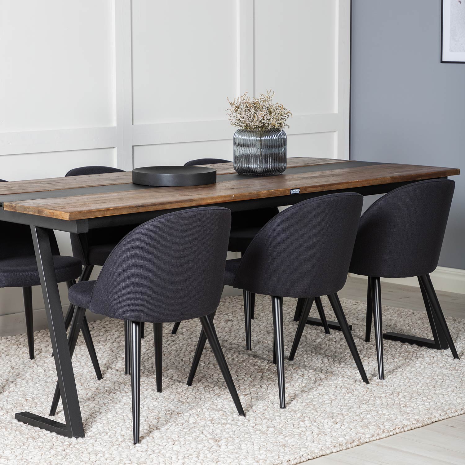 Spisegruppe Venture Home Jane med 6 Valentina Stoler Polyester