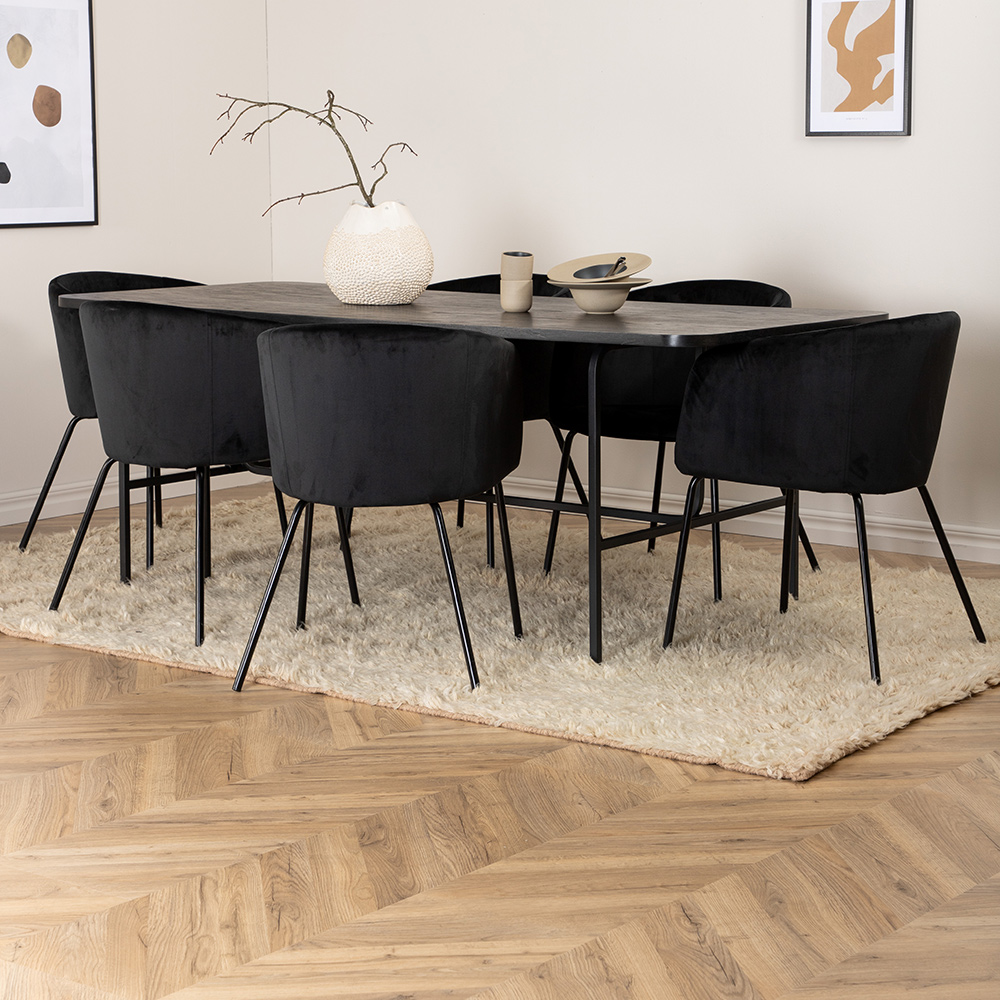 Spisegruppe Venture Home Chicago Spisebord og Bergen Spisestol Sort