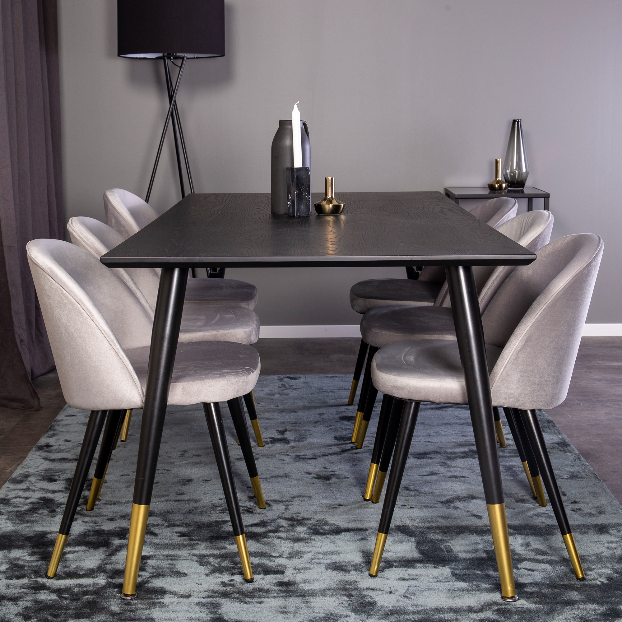 Spisegruppe Venture Home Dipp med 6 Velvet Stoler