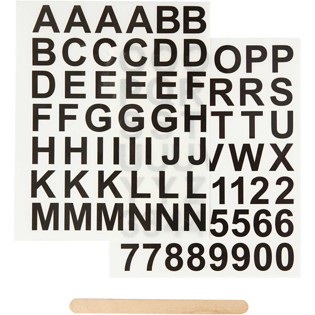 Rub-on stickers, svart, bokstäver och siffror, H: 17 mm, 12, Svart