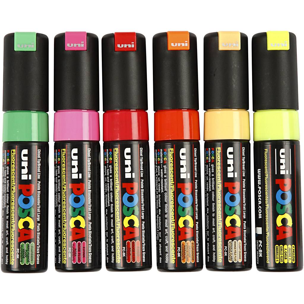 Tusj  Creativ Company Posca Nr PC-8K Ass Farger Strek 8 mm 6 Stk/1 Pk