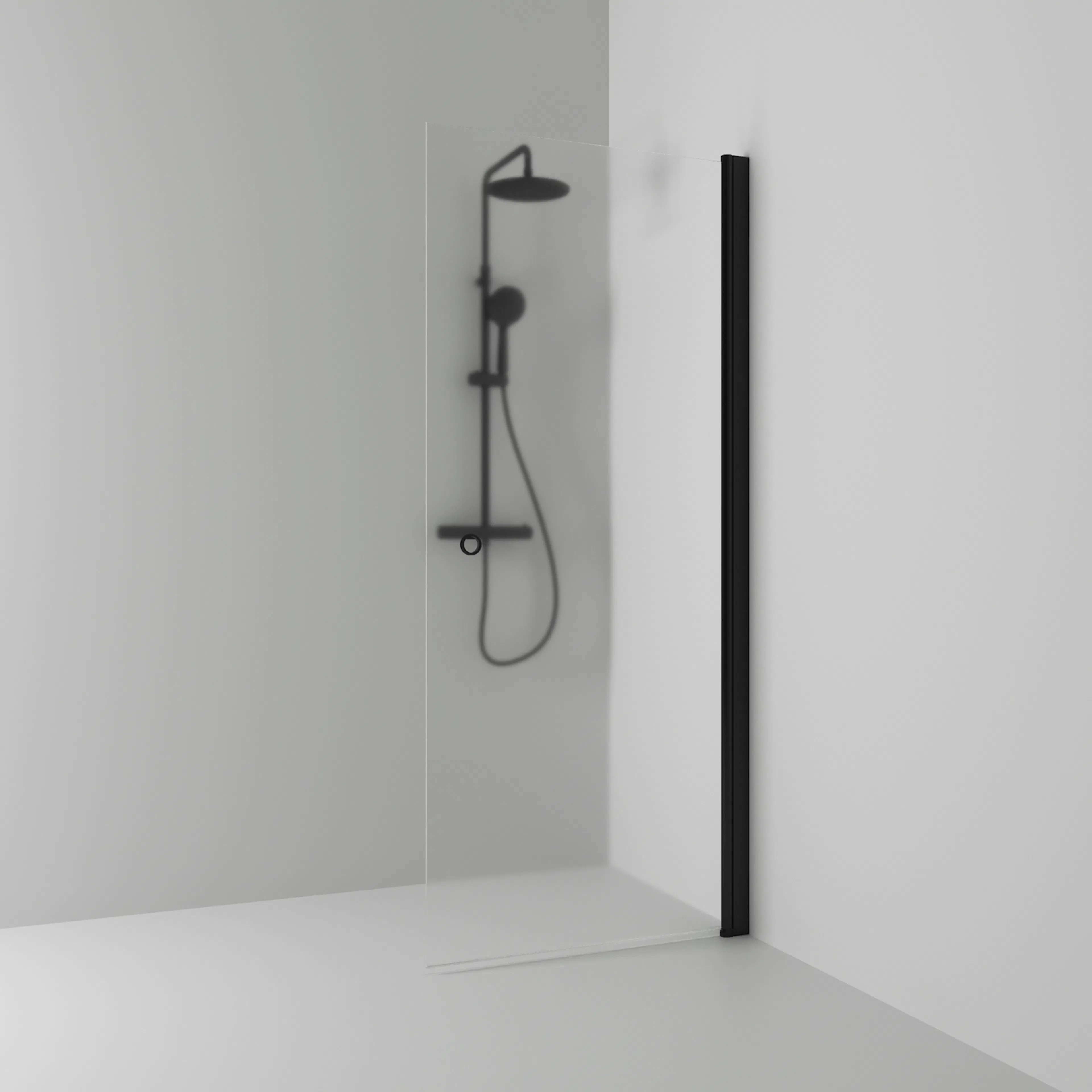 Skärm Rak Skoga HG Sv/Fr 67 B: 670 mm, H: 1980 mm, Profil: Svart matt, Frostglas