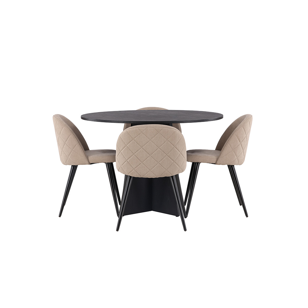Spisegruppe Venture Home Bootcut Ø110 cm med 4 Velvet Stoler