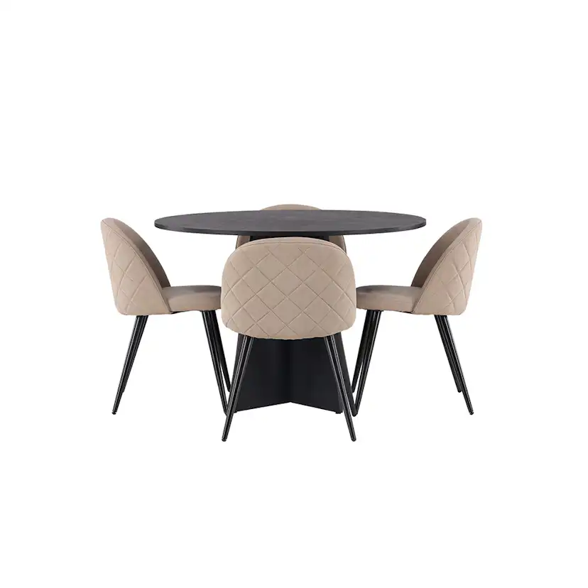 Spisegruppe Venture Home Bootcut Ø110 cm med 4 Velvet Stoler