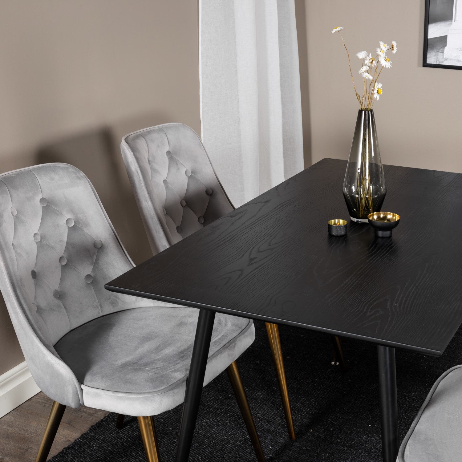Spisegruppe Venture Home Dipp med 4 Velvet Deluxe Stoler