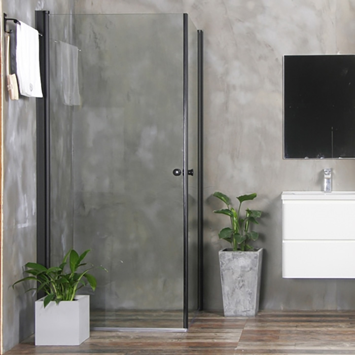 Duschhörna Bathlife Mångsidig Rak Dörr + Rak Dörr Svart