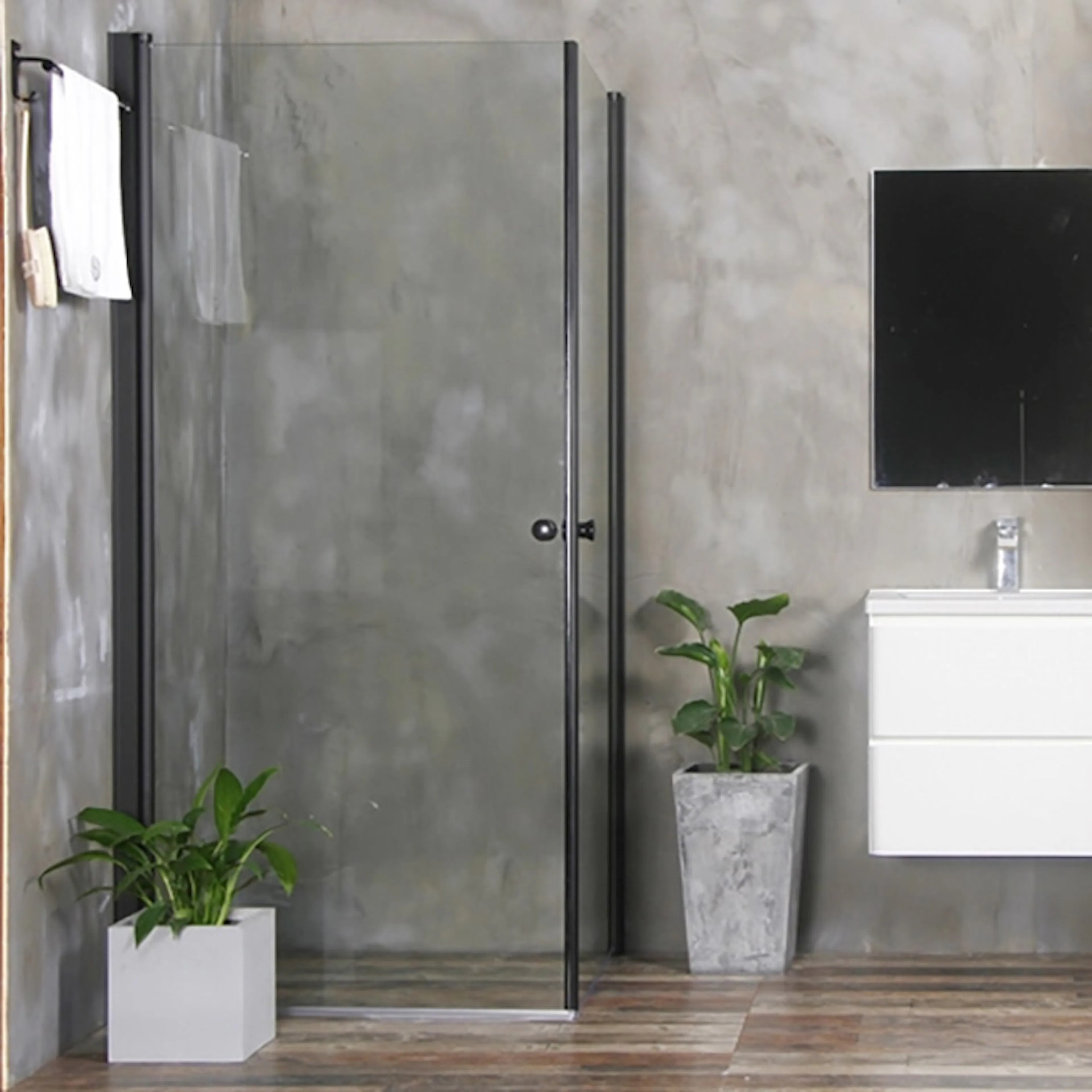 Dusjhjørne Bathlife Allsidig Rett Dør + Rett Dør Sort