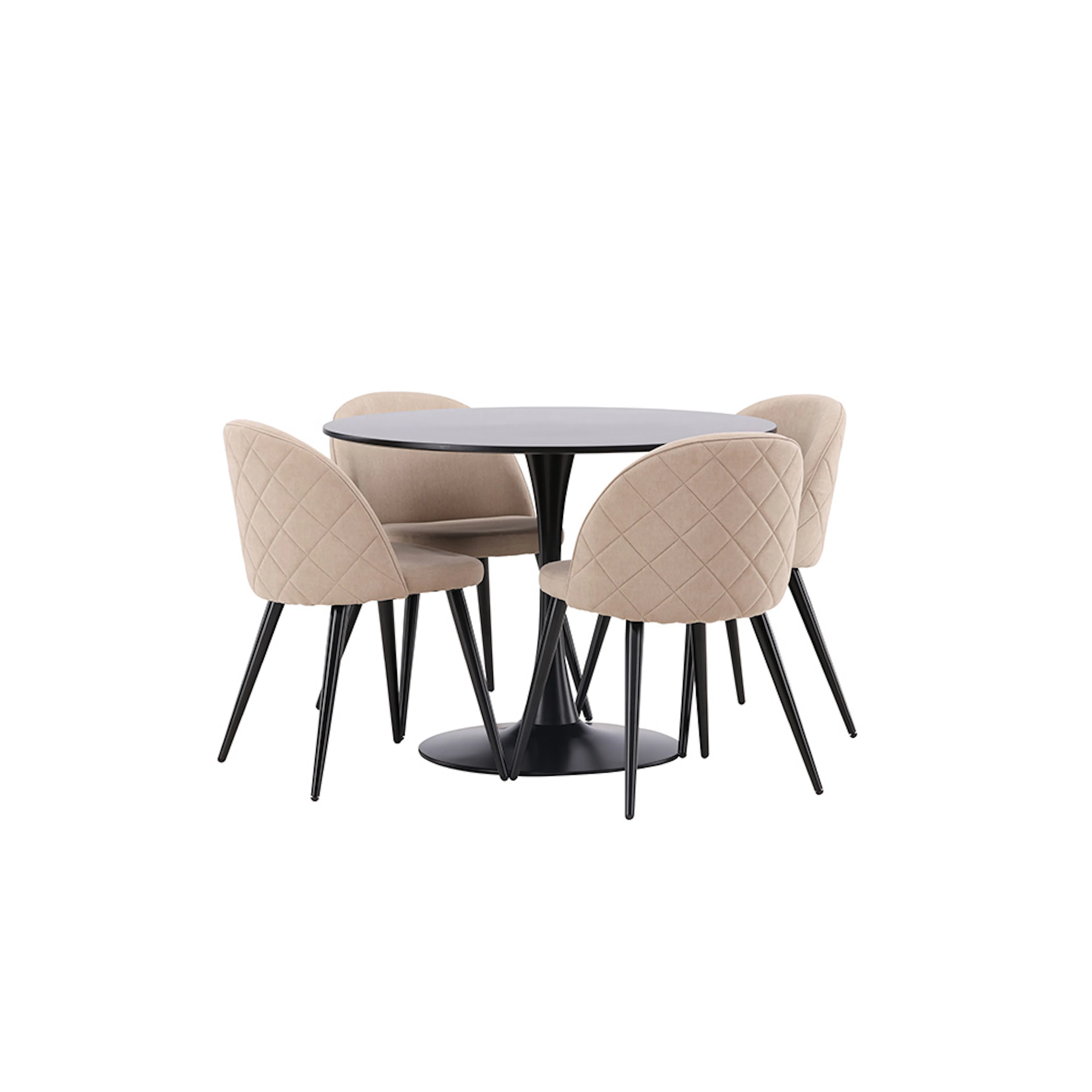 Spisegruppe Venture Home Glade Ø 100 cm med 4 Velvet Stoler