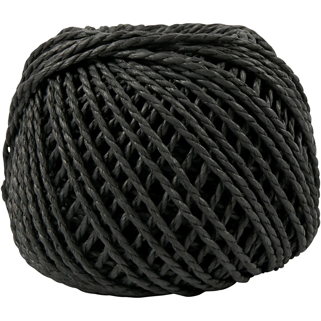 Paperyarn, svart, tjocklek 2,5-3 mm, 40 m/ 1 nystan Svart