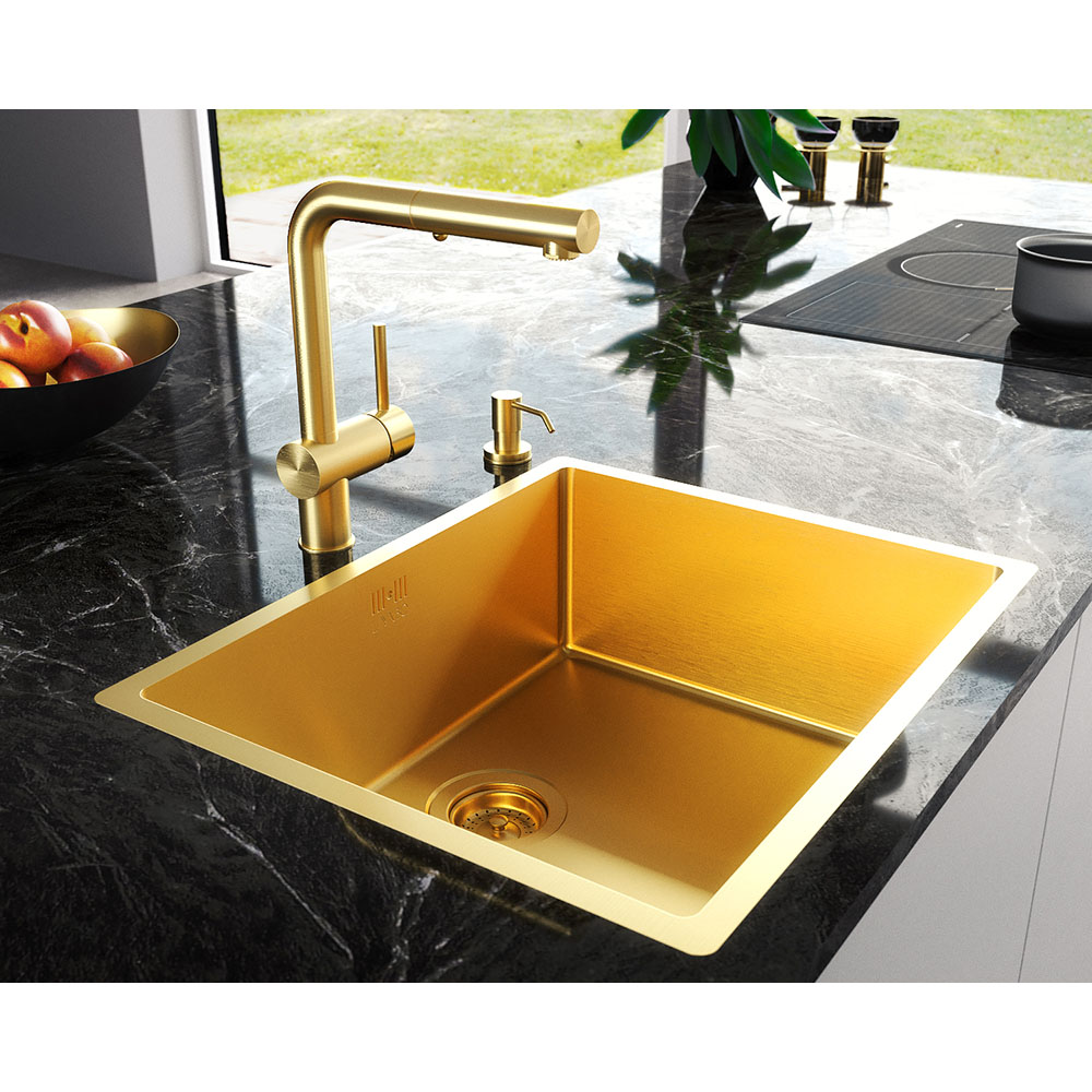 Kubus 500 Soft køkkenvask, PVD Sand Farge: Sand, Overflate: PVD