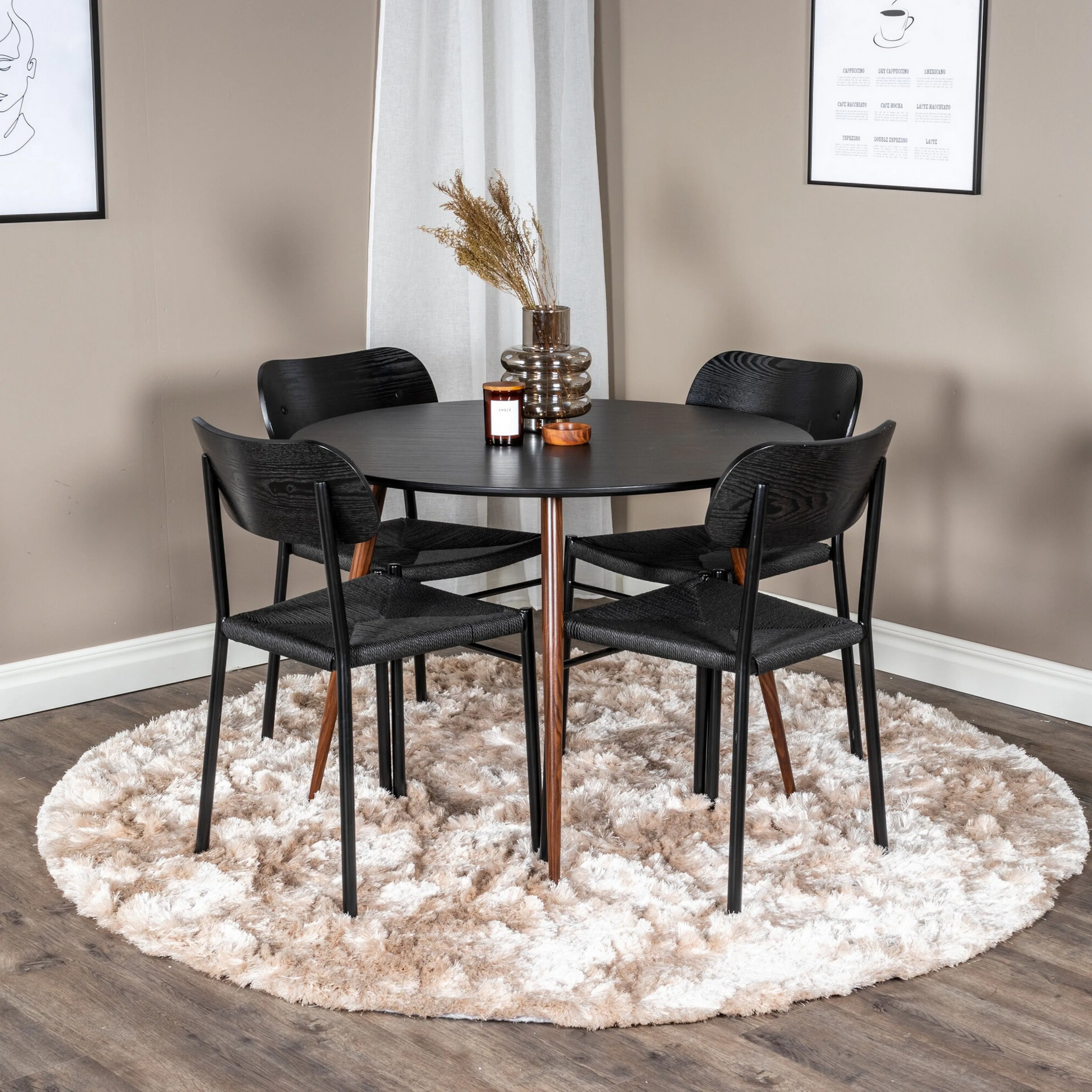 Spisegruppe Venture Home Plaza med 4stk Polly Stoler